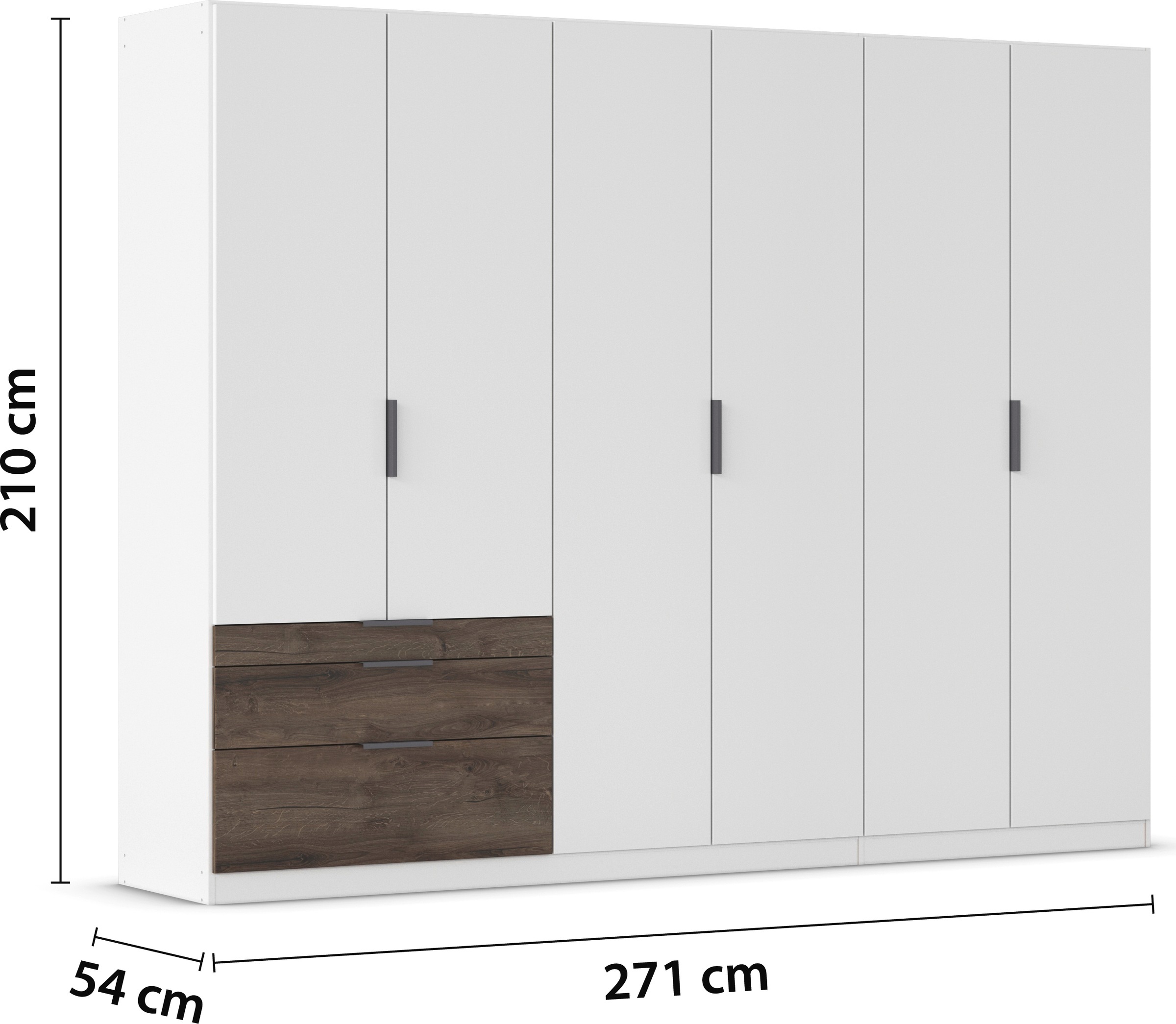 rauch Kleiderschrank »Drehtürenschrank Schrank Garderobe Schlafzimmerschrank KODA«, (oberer Schubkasten mit praktischer Inneneinteilung), mit asymmetrisch angeordneten Schubladen MADE IN GERMANY