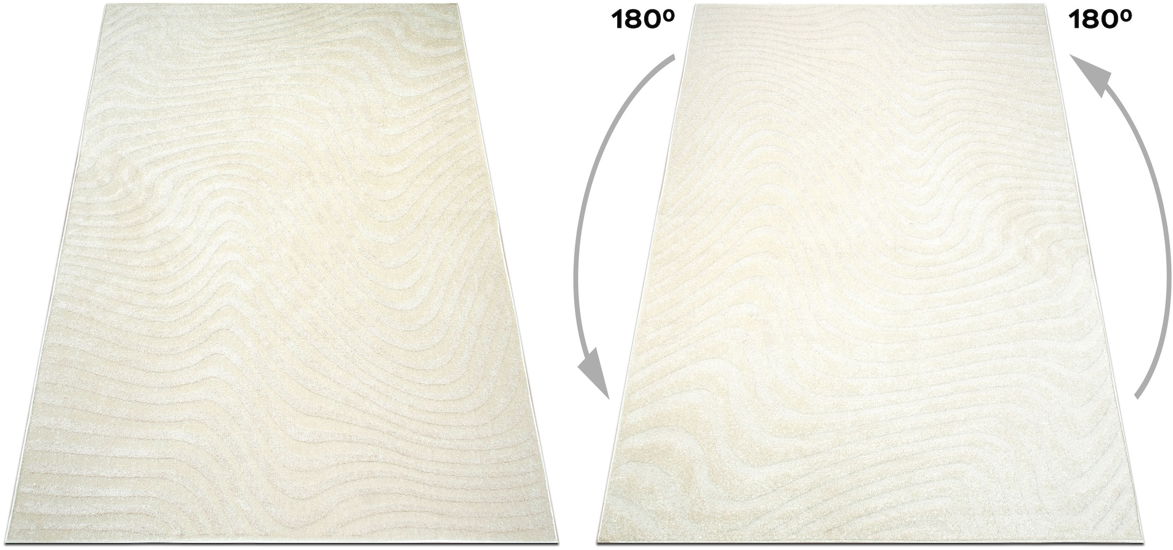 OTTO home Teppich »Vibek, Wellen-Design in Hoch-Tief-Struktur« rechteckig 9 mm Höhe 3D-Effekt, softer Kurzflor, pflegeleicht, Scandi-Look