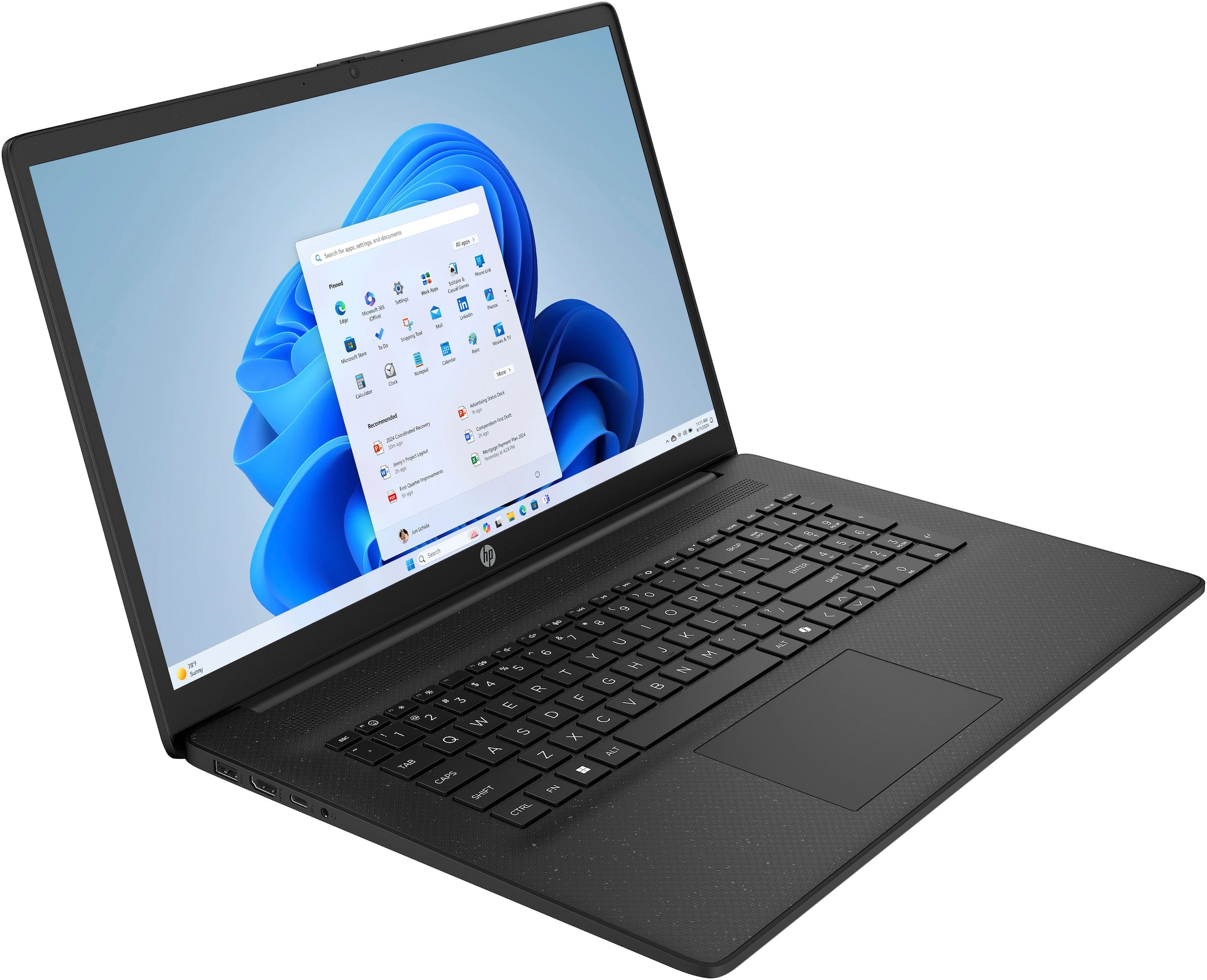 HP Notebook »17-cp AMD« 43,9 cm / 17,3 ″ AMD Ryzen 7 Radeon Graphics;USB 3.2 Gen 1.0 Type-C Anschluss;HDMI v1.4b;Kombi-Anschluss für Kopfhörer/Mikrofon;AC Smart Pin Netzadapterbuchse 1.000 GB SSD