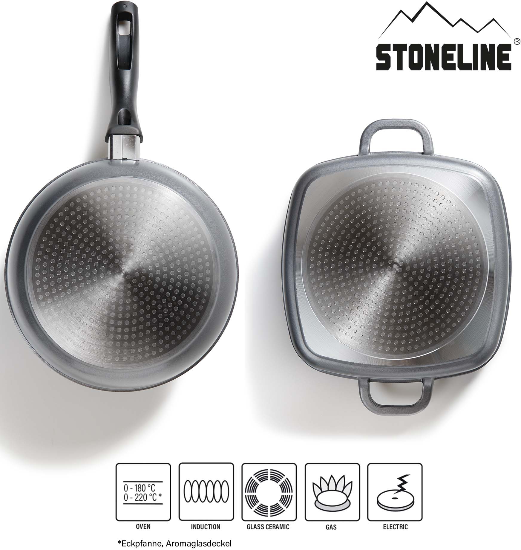 STONELINE Topf-Set, Aluminiumguss, (Set, 13 tlg., Bratentopf 24/28, Kochtopf 20, Kasserolle 18, Pfanne 20/24/28/32 cm), Induktion