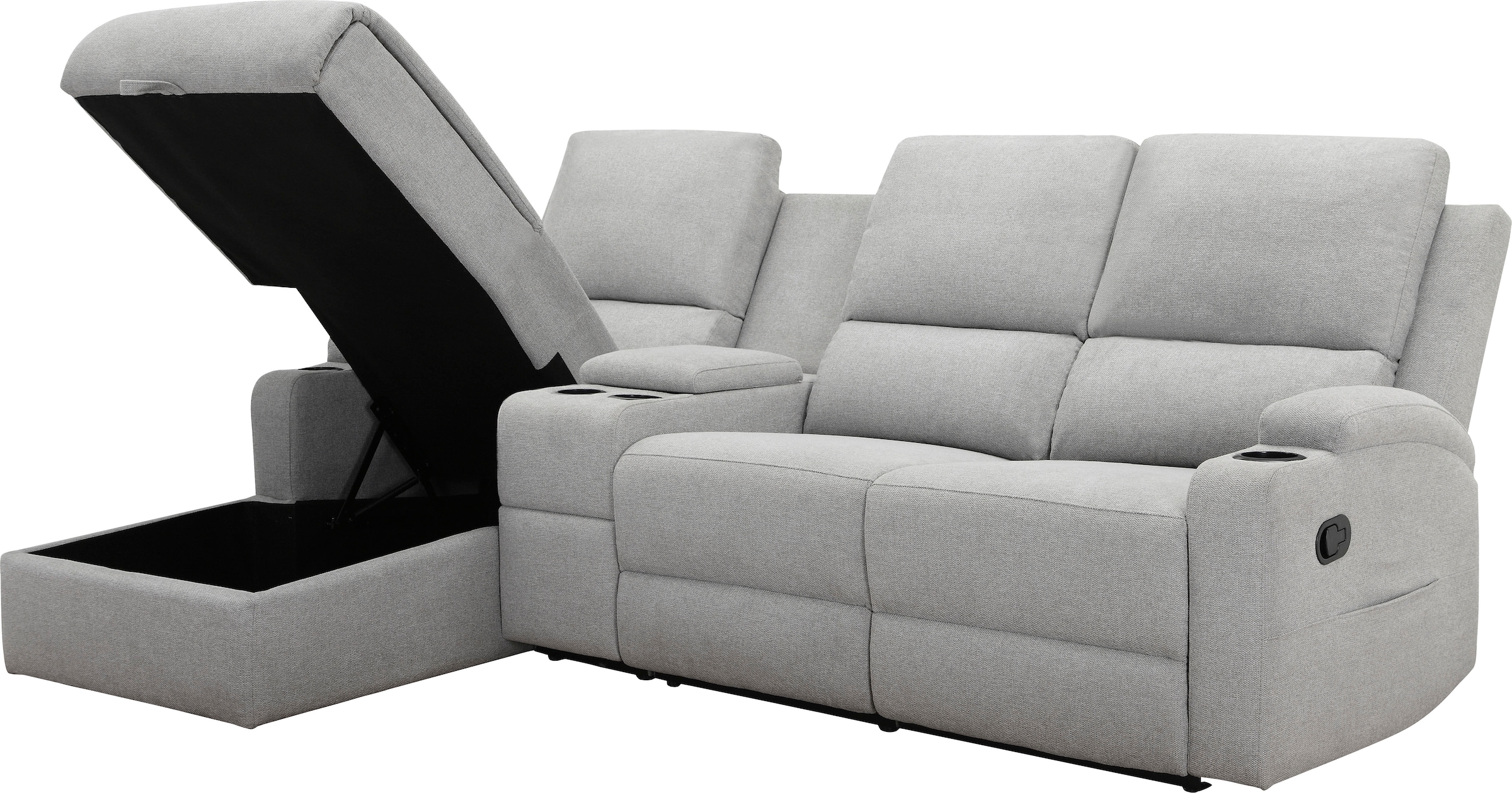 Home affaire Ecksofa »Napori Multimediasofa, 3er Kinosessel XXL, L-Form,«, Kinosofa mit Relaxfunktion, Getränkehalter, Staufach und Staukasten
