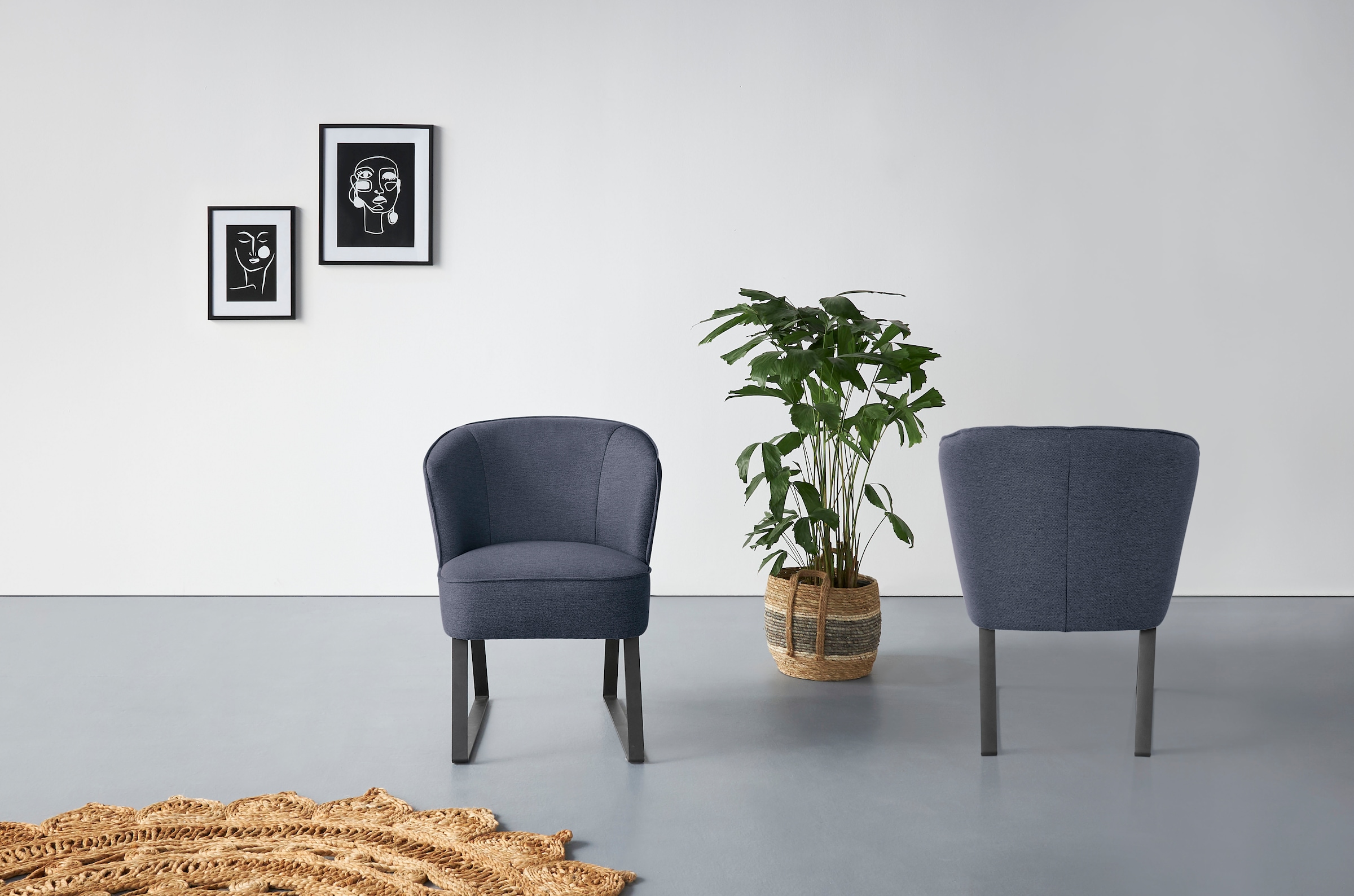 exxpo - sofa fashion Sessel »Americano, Loungesessel«, mit Keder und Metallfüßen, Bezug in verschiedenen Qualitäten, 1 Stck.