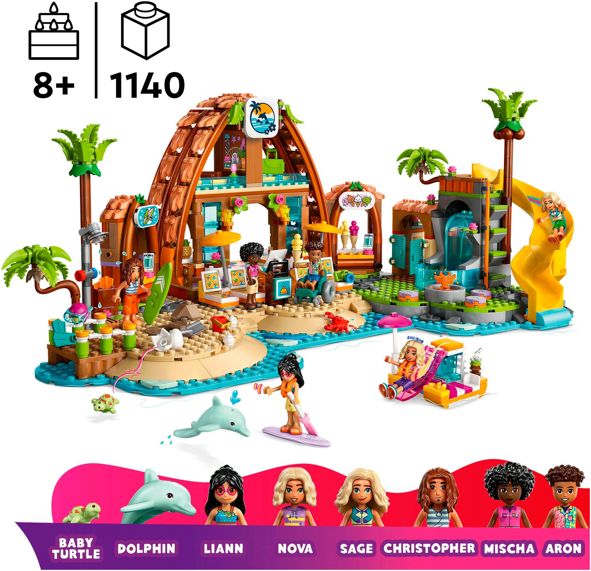 LEGO® Konstruktionsspielsteine »Familienurlaub im Strandresort (42673), LEGO Friends«, (1140 St.), Made in Europe