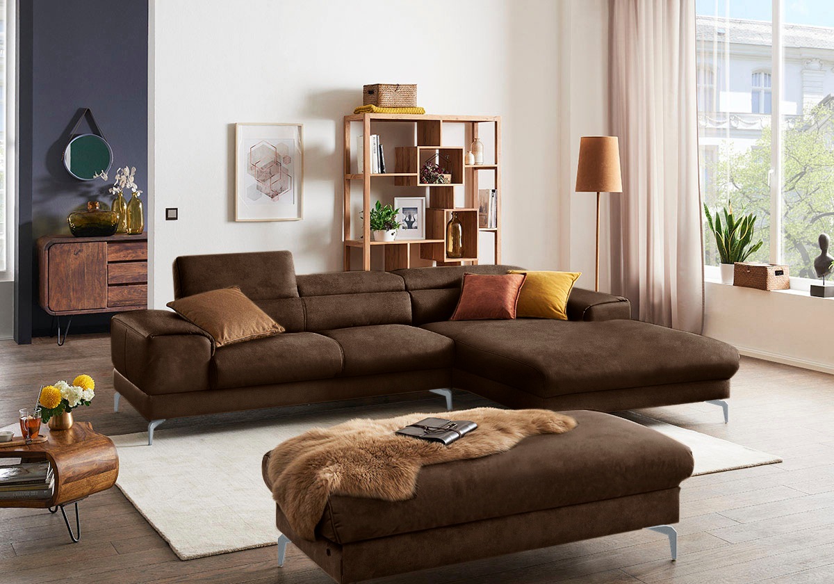 W.SCHILLIG Polsterhocker »piedroo, Designsofa mit tollem Sitzkomfort, bequem, L-Form«, Füße in Silber matt