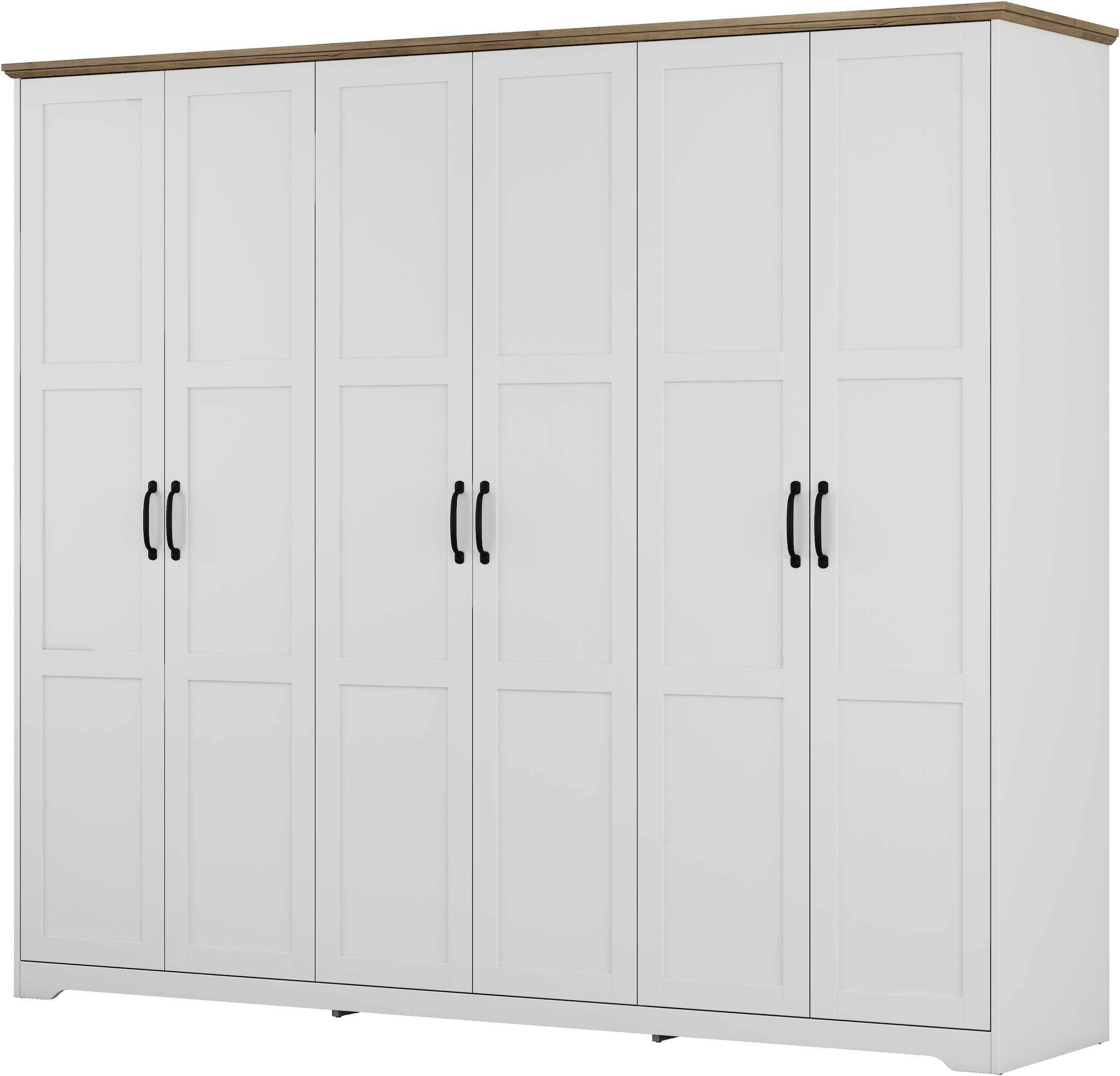 OTTO home Kleiderschrank »Emmilia Schrank Schlafzimmerschrank im Landhaus Design« Mit vielen Einlegeböden und Softclose,  Landhaus Schrank mit  6 Türen Breite 226,5cm Höhe 2m