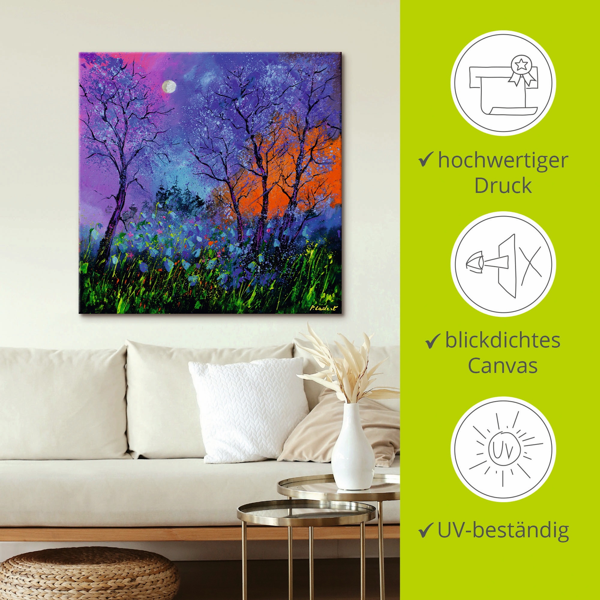 Artland Leinwandbild »Mohnblumen im Blau«, Blumen, (1 St.), auf Keilrahmen gespannt