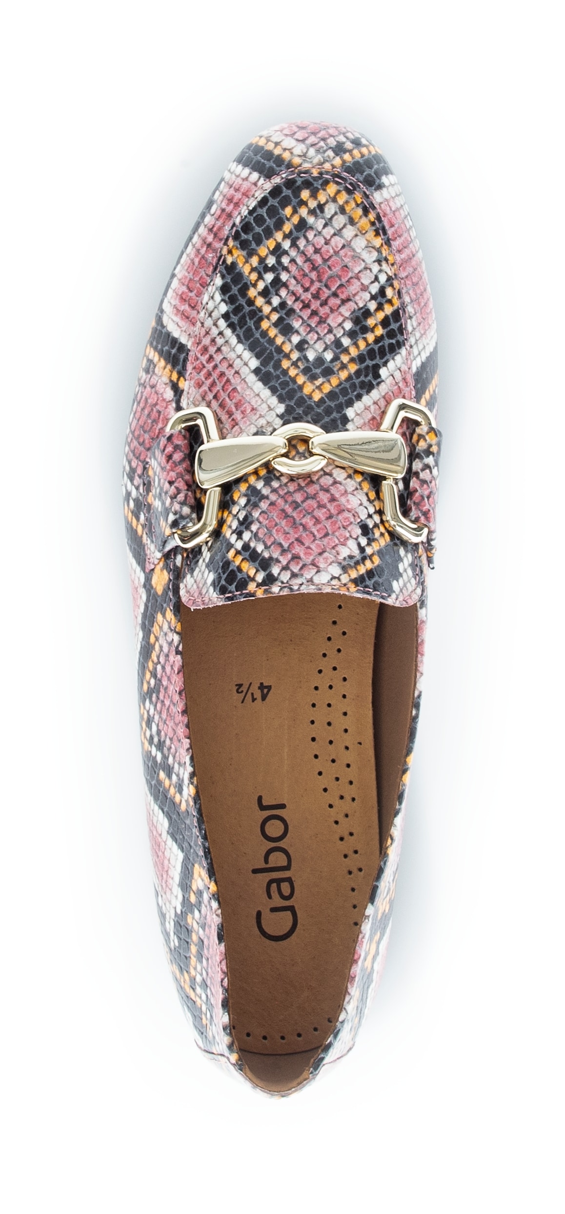 Gabor Slipper  Blockabsatz, Businessschuh mit goldfarbenem Schmuck-Zierriegel