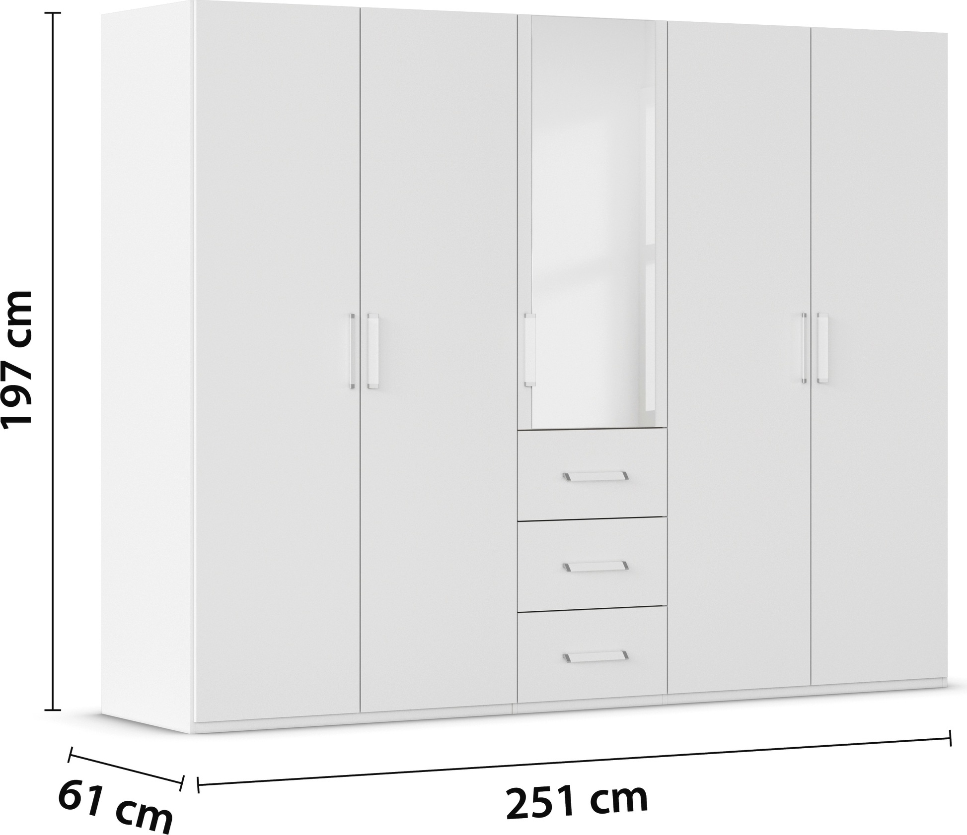 rauch Drehtürenschrank »Kleiderschrank Schrank Garderobe Schlafzimmerschrank EVELYN«, (in 2 Höhen 197 oder 210 cm erhältlich), in elegantem Stil mit Schubladen 3 Breiten und 2 Höhen MADE IN GERMANY