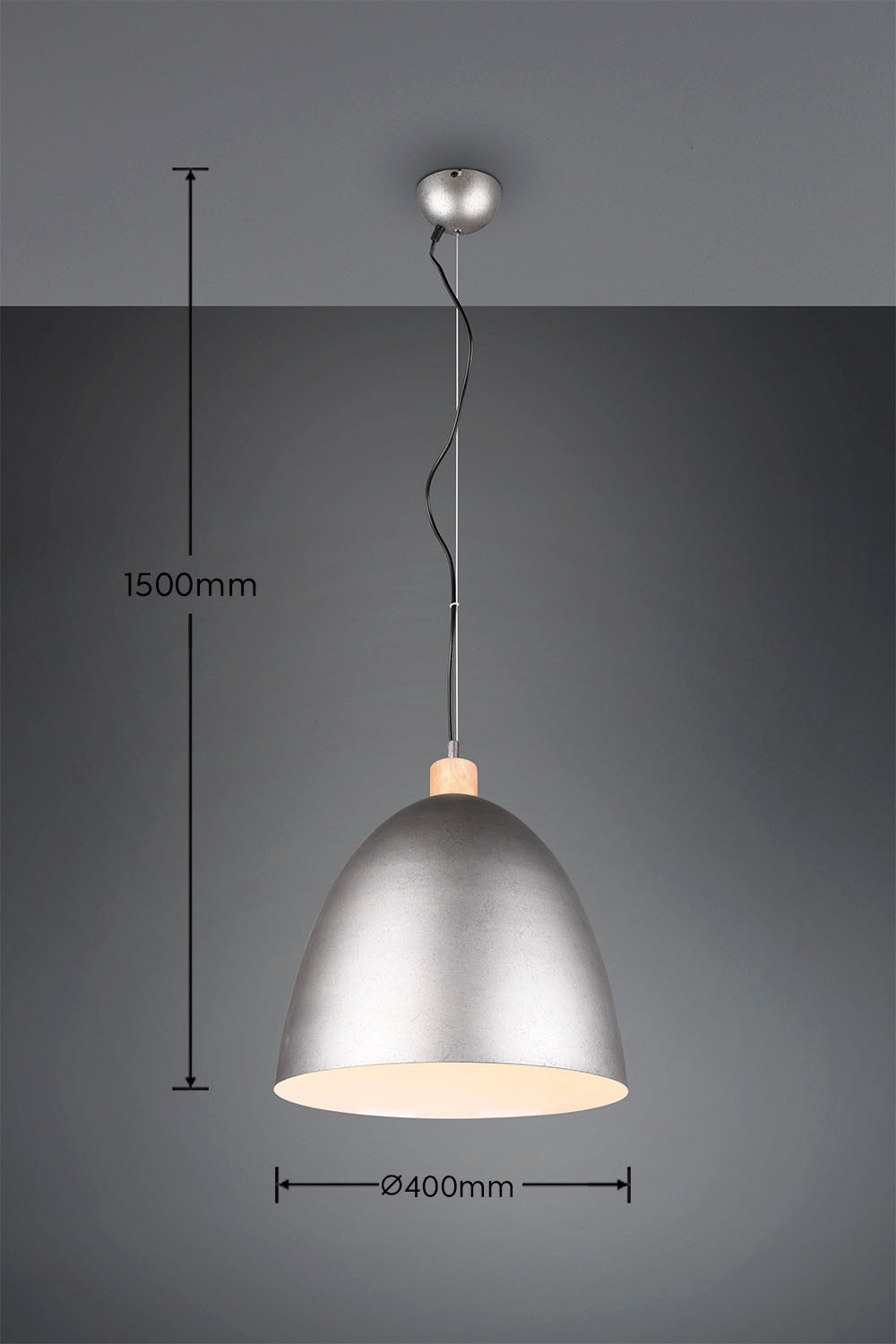 REALITY Leuchten Pendelleuchte »Jagger«, 1 flammig, Leuchtmittel E27 | ohne Leuchtmittel, Hängelampe Metall + Holzoptik, exkl 1xE27 max 60W, höhenverstellbar