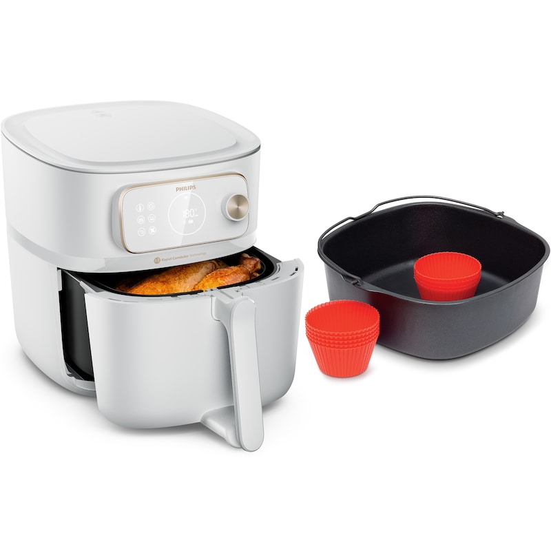 PHILIPS Heißluftfritteuse »Airfryer XXL Kombi HD9876/90, mit 8, 3 l, Rapid CombiAir Technologie« 2200 W Fassungsvermögen 8, 3 l 22 Kochfunktionen,...