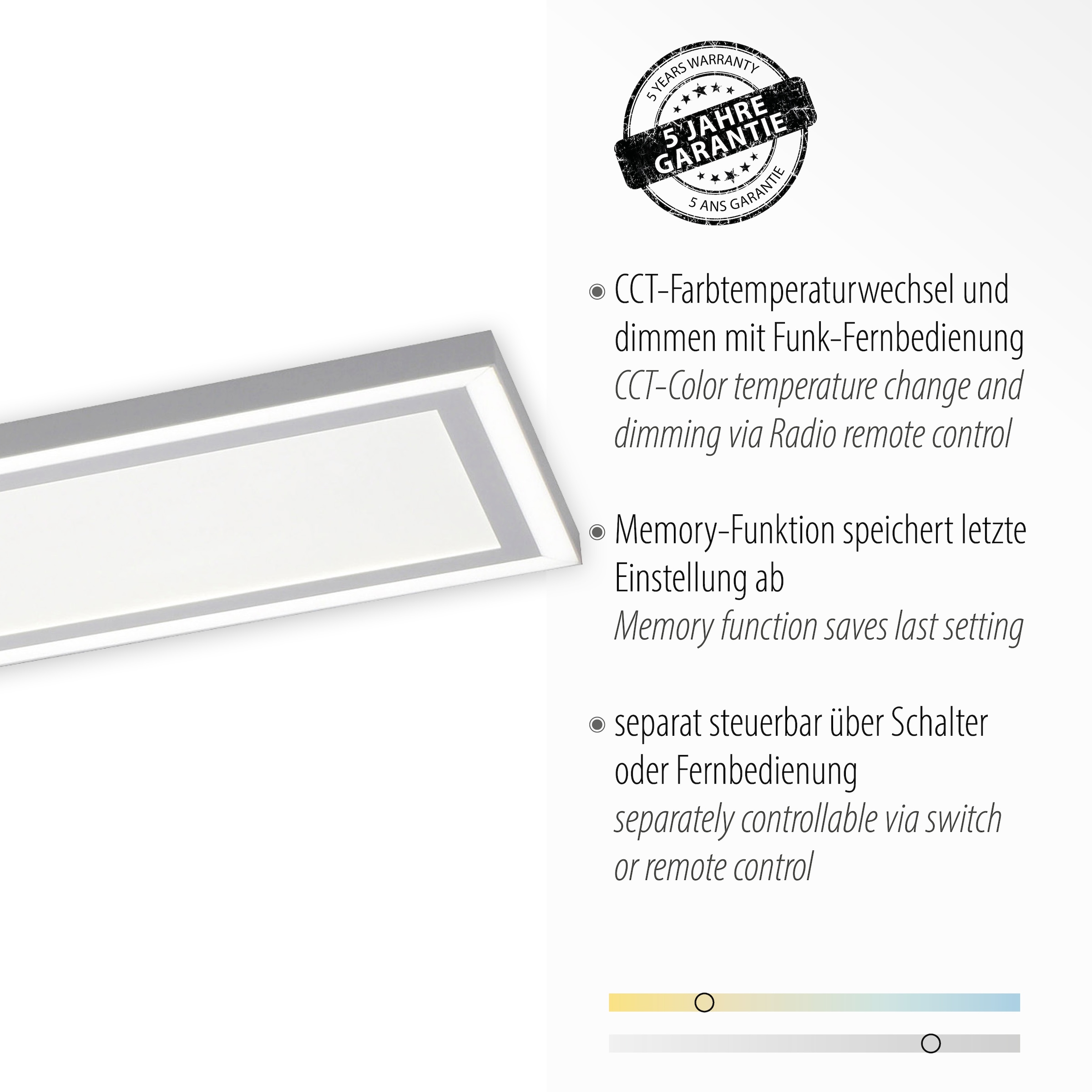 JUST LIGHT Deckenleuchte »EDGING« LED-Board 1 Stk. warmweiß - kaltweiß LED, CCT - über Fernbedienung, dimmbar über Fernbedienung