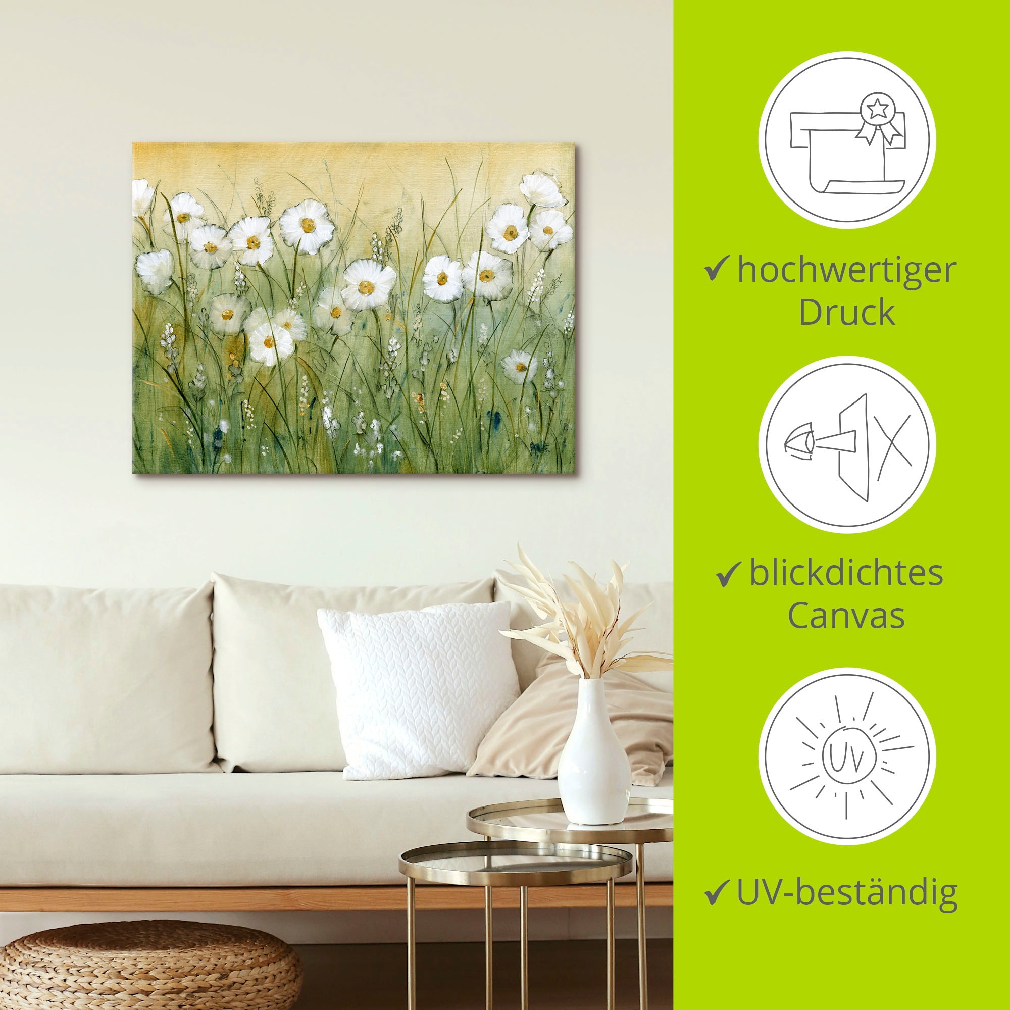 Artland Wandbild »Gänseblümchenfrühling II«, Blumen, (1 St.), als Alubild, Outdoorbild, Leinwandbild, Poster, Wandaufkleber