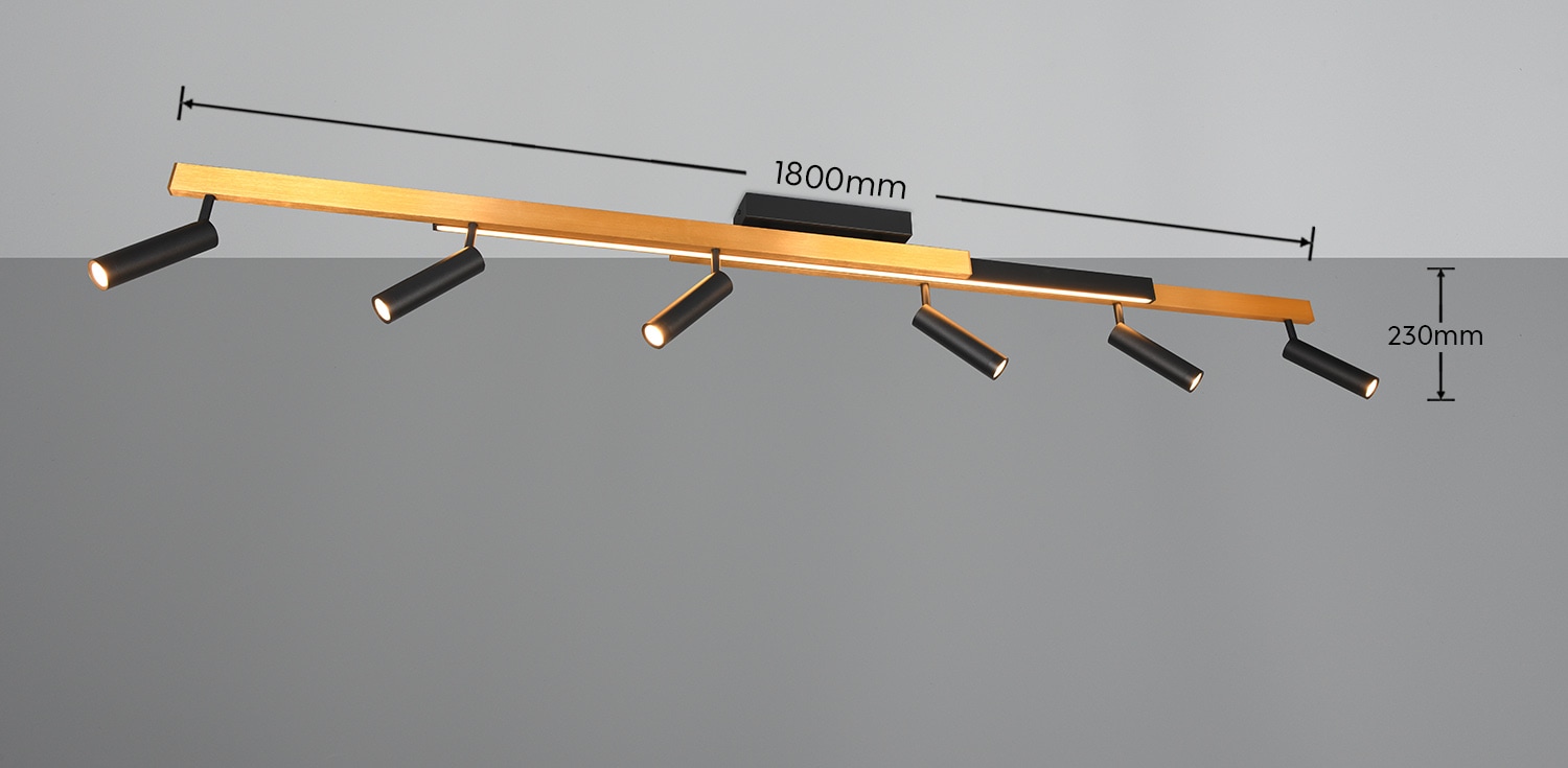 TRIO Leuchten LED Deckenleuchte »ZENO ausziehbare LED Deckenlampe mit 6 verstellbaren Spots dimmbar CCT« LED-Board 1 Stk. warmweiß - kaltweiß getrennt schaltbare Spots, Lichtfarbe einstellbar inkl Fernbedienung