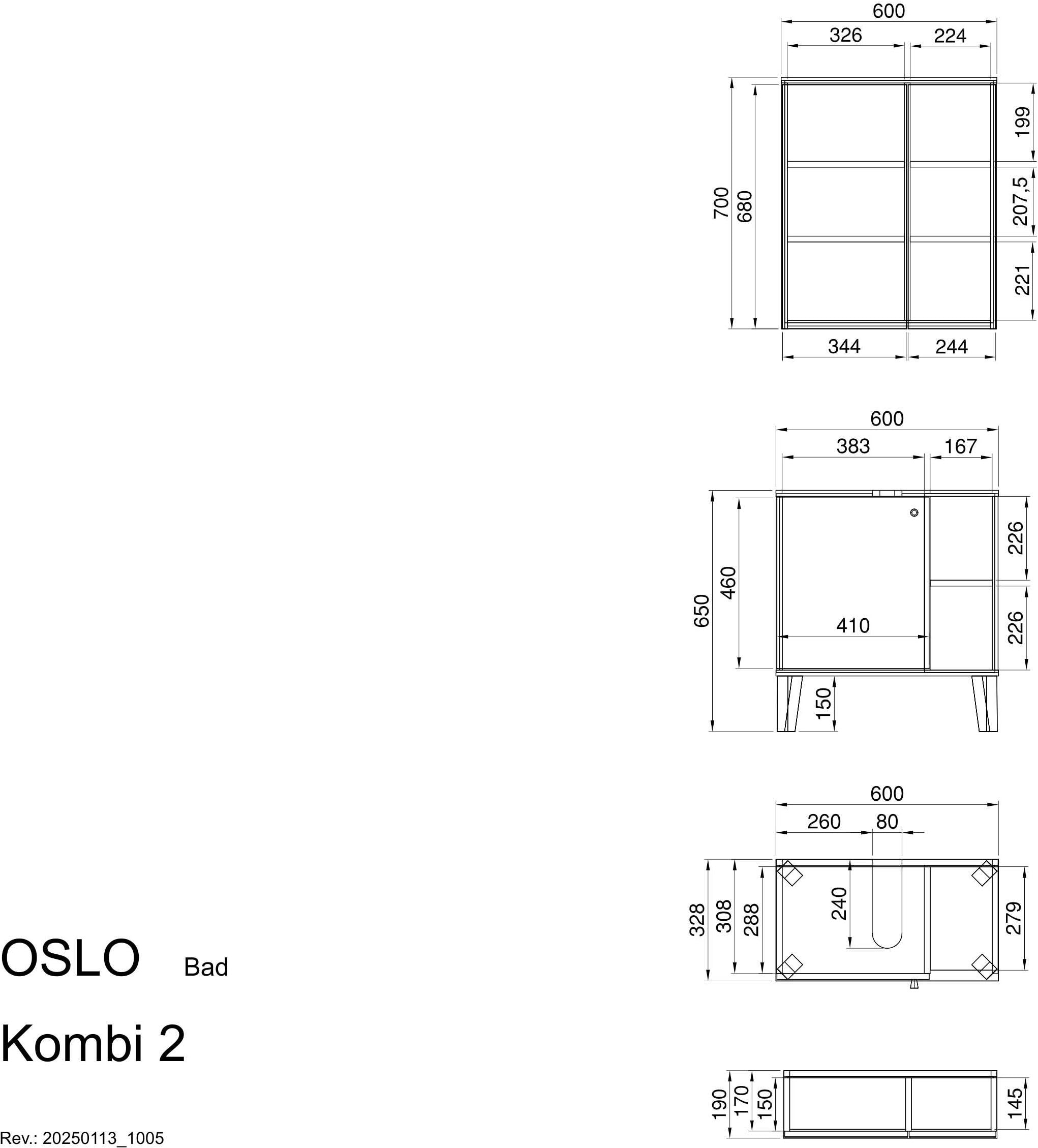 INOSIGN Badmöbel-Set »OSLO, Bad im skandinavischen Design, 2-teiliges Badezimmer«, (Set, 2 St.), Badschränke und Spiegel, in zwei Farben verfügbar, viel Stauraum