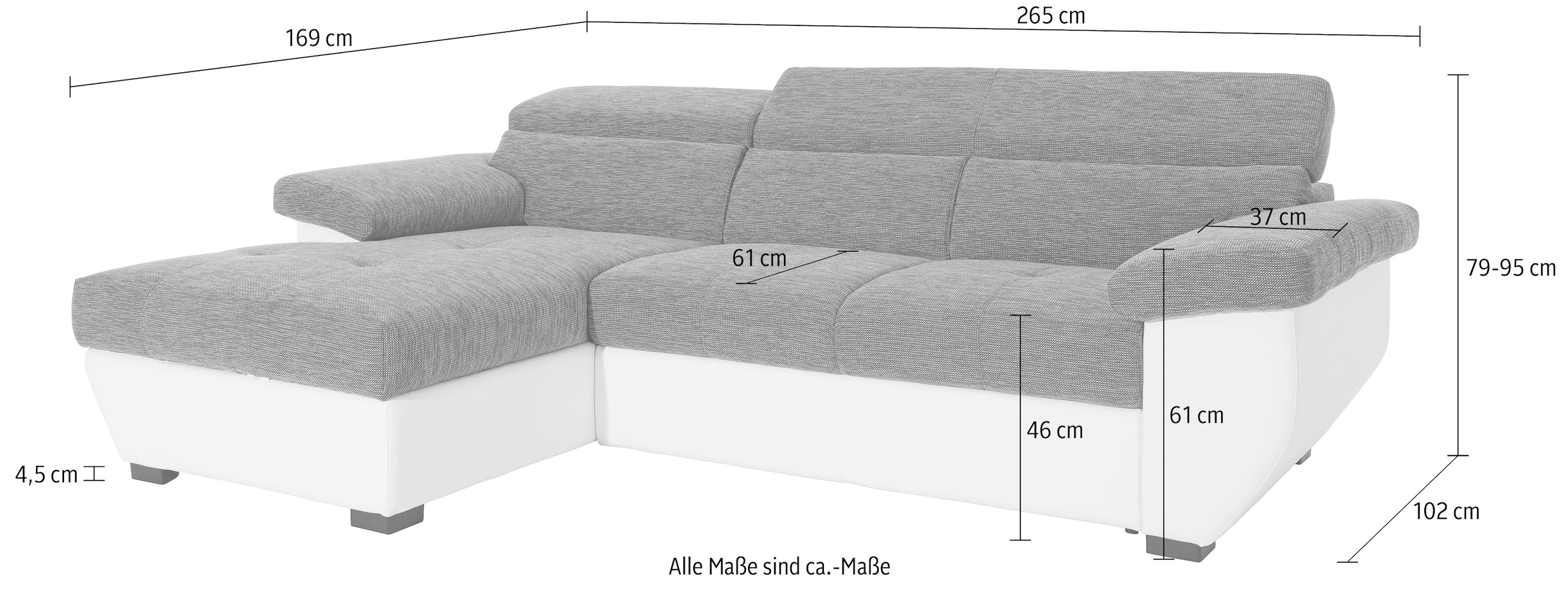 COTTA Ecksofa »Speedway L-Form«, mit Kopfteilverstellung, wahlweise mit Bettfunktion & Bettkasten