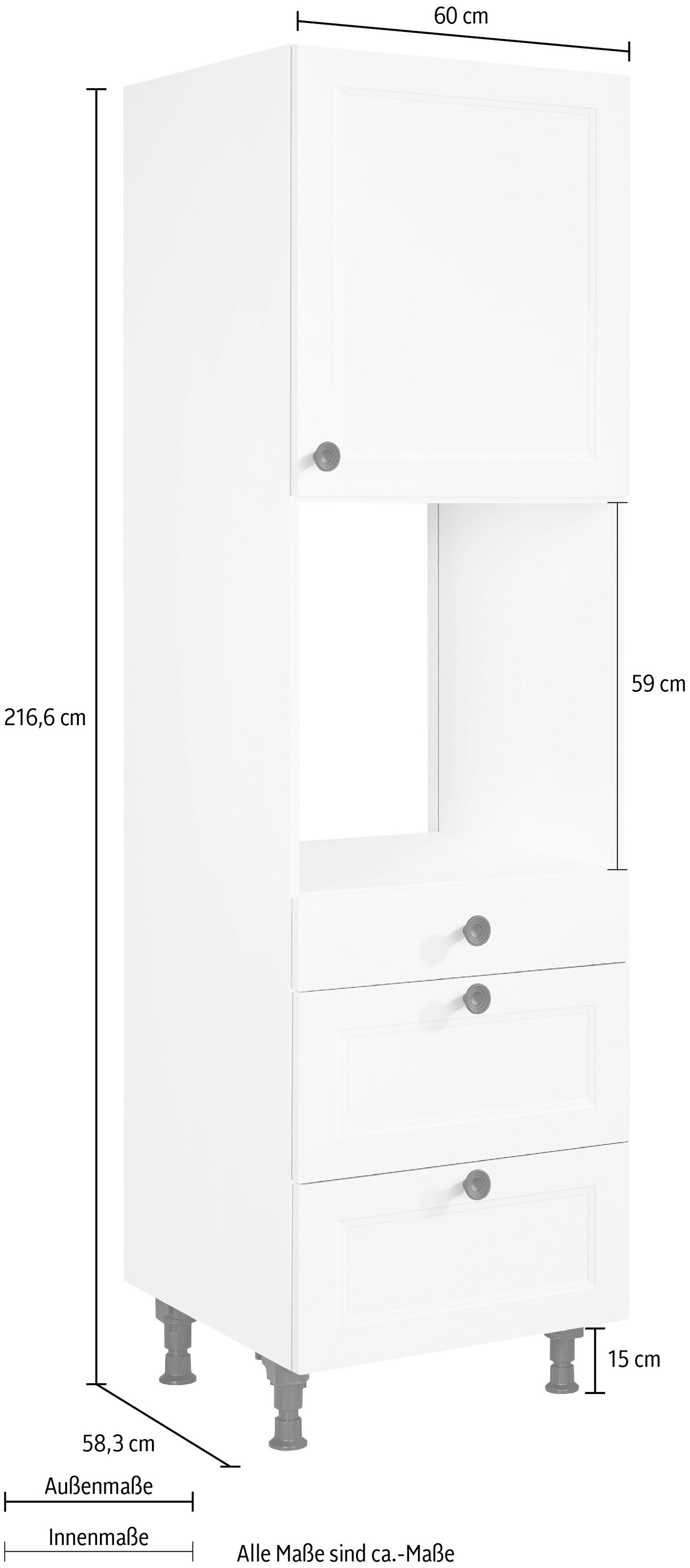 nobilia® Backofenumbauschrank »"Cascada", Ausrichtung wählbar, mit Schublade und zwei Auszügen und«, einer Tür, vormontiert, Breite/Höhe: 60/216,6 cm