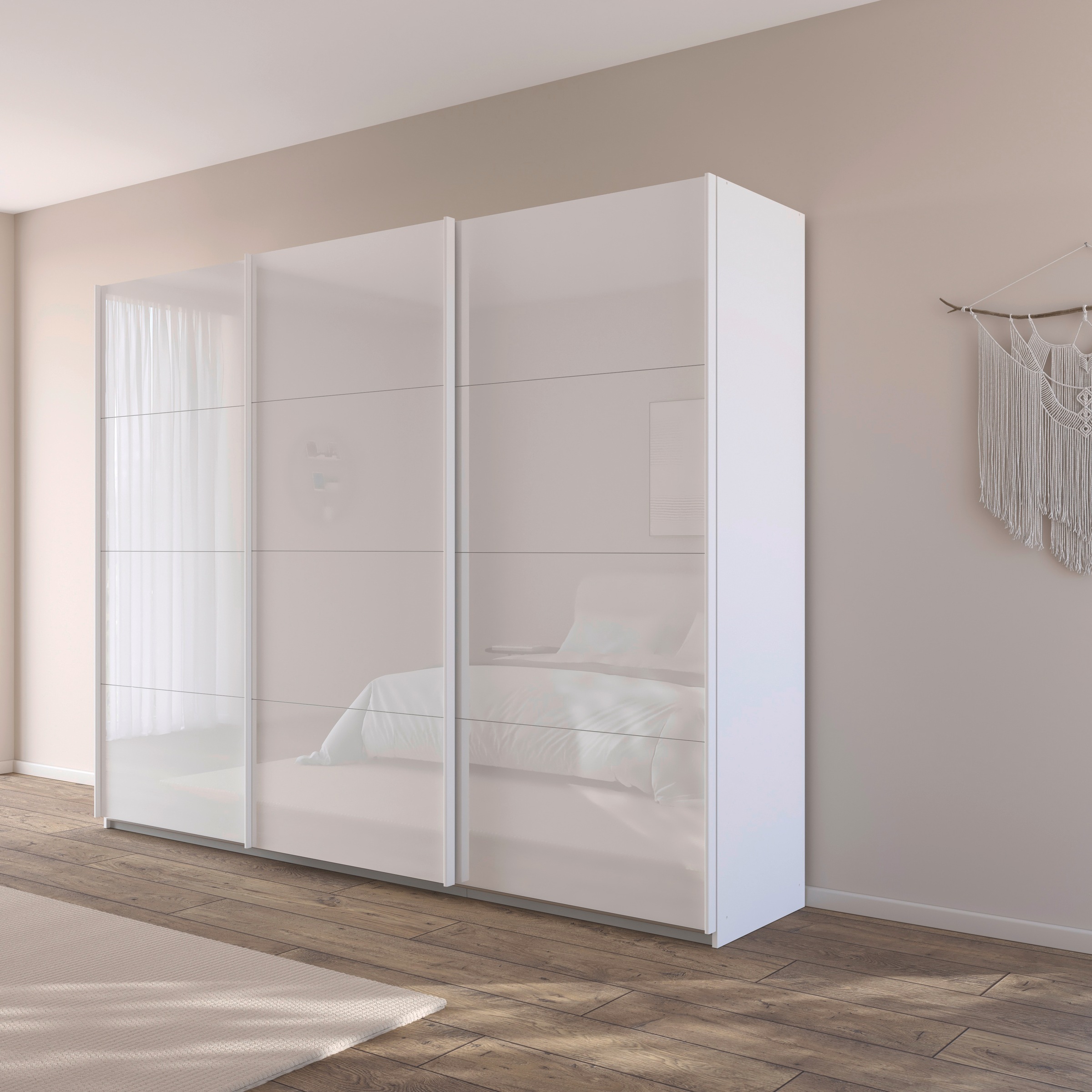 rauch Schwebetürenschrank »Kleiderschrank Schrank Garderobe AGORDO mit Glasfront«, durchdachte Innenausstattung, in 4 Breiten und 2 Höhen MADE IN GERMANY