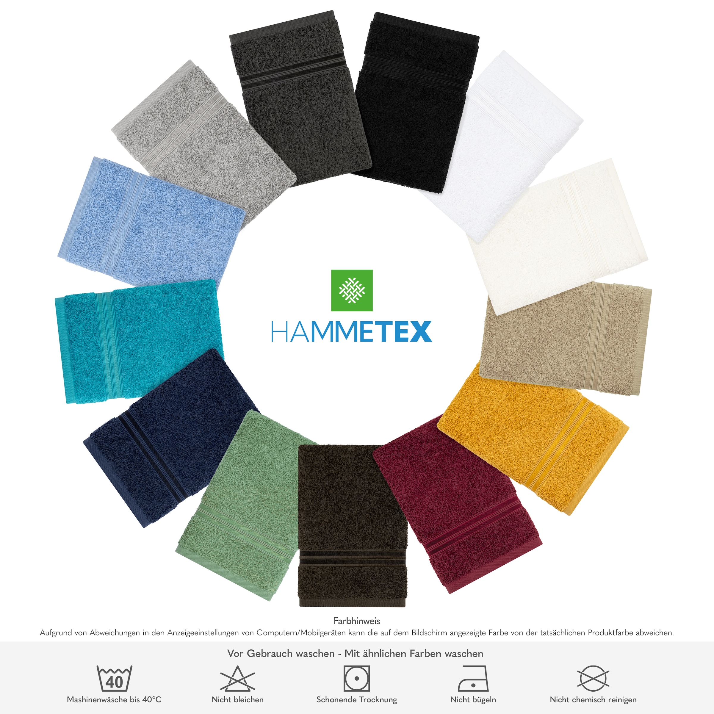 HAMMETEX Waschlappen »2er-Set Waschlappen 15x22 cm, 100% Baumwolle, weich und saugfähig«