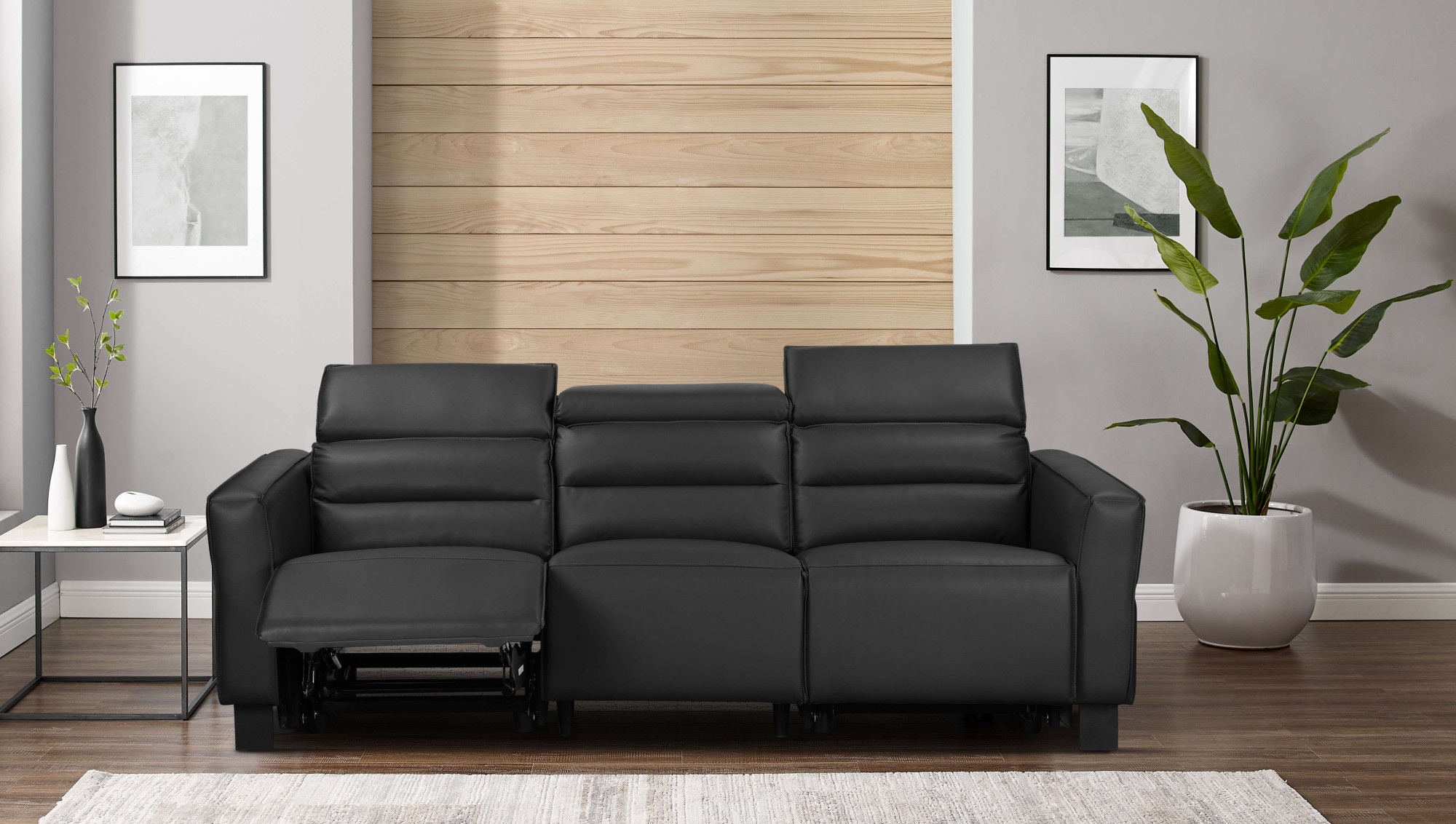 Places of Style 3-Sitzer »Carpari, 224cm, manuelle od. elektrische Relaxfunktion in 2 Sitzen«, mit USB-A/C, Kopfteilverstellung, Echtleder, Kunstleder, Webstoff
