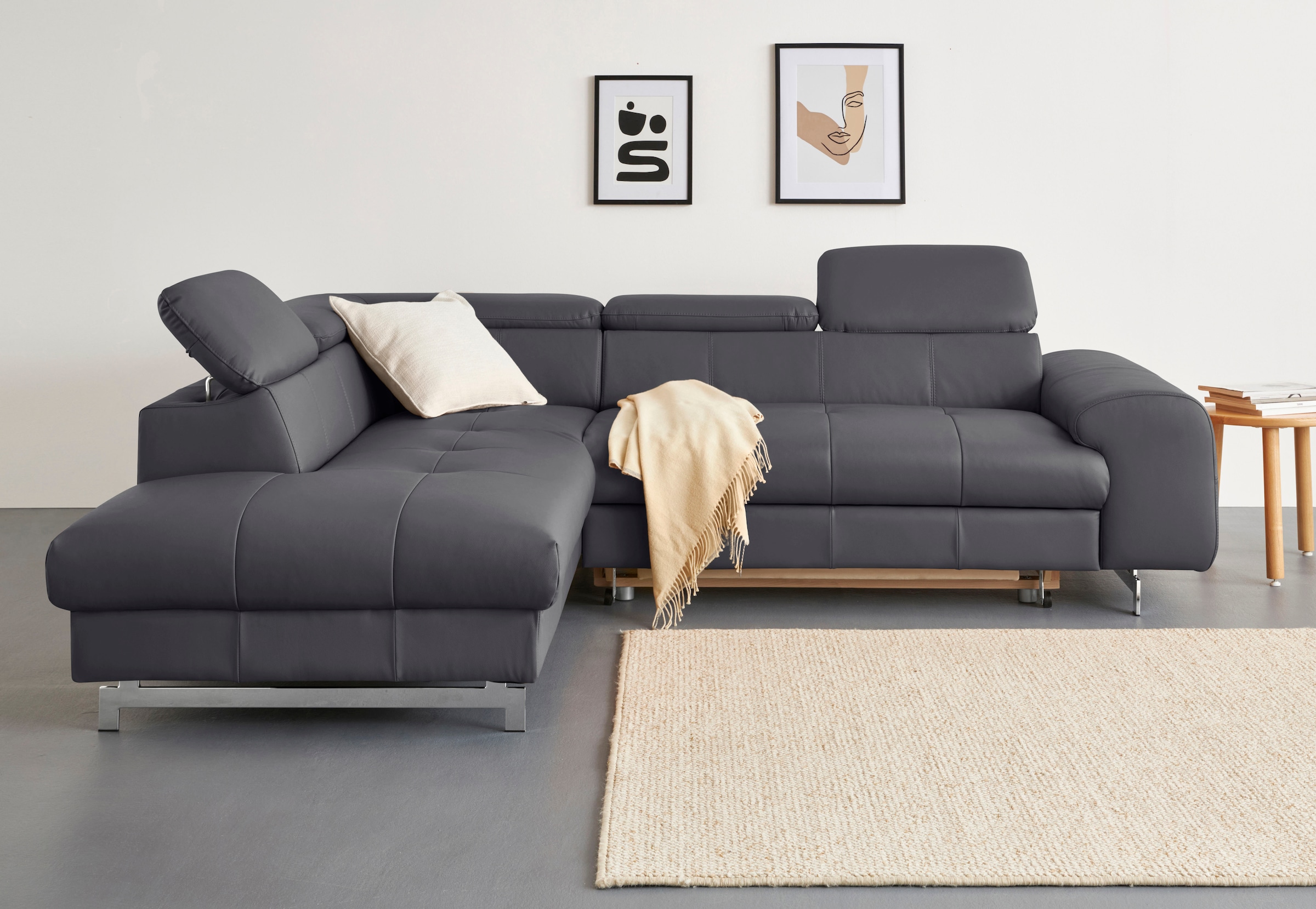 COTTA Ecksofa "Chef L-Form" mit Kopfteilverstellung, edle Metallkufen, wahl günstig online kaufen