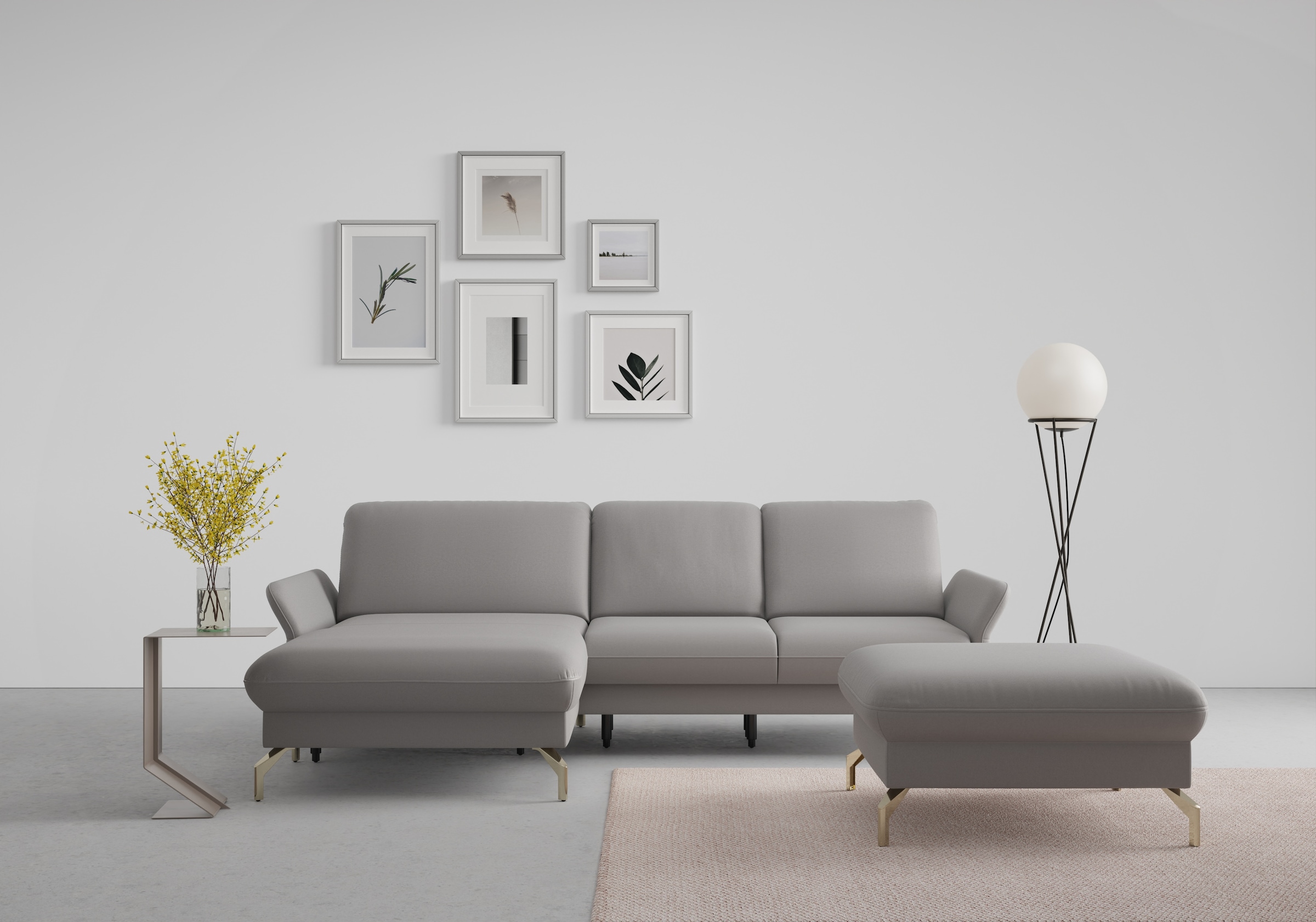 sit&more Ecksofa »Fashion L-Form«, wahlweise mit Kopfteilverstellung, Vorziehsitz, motorisch, Nickelfüße
