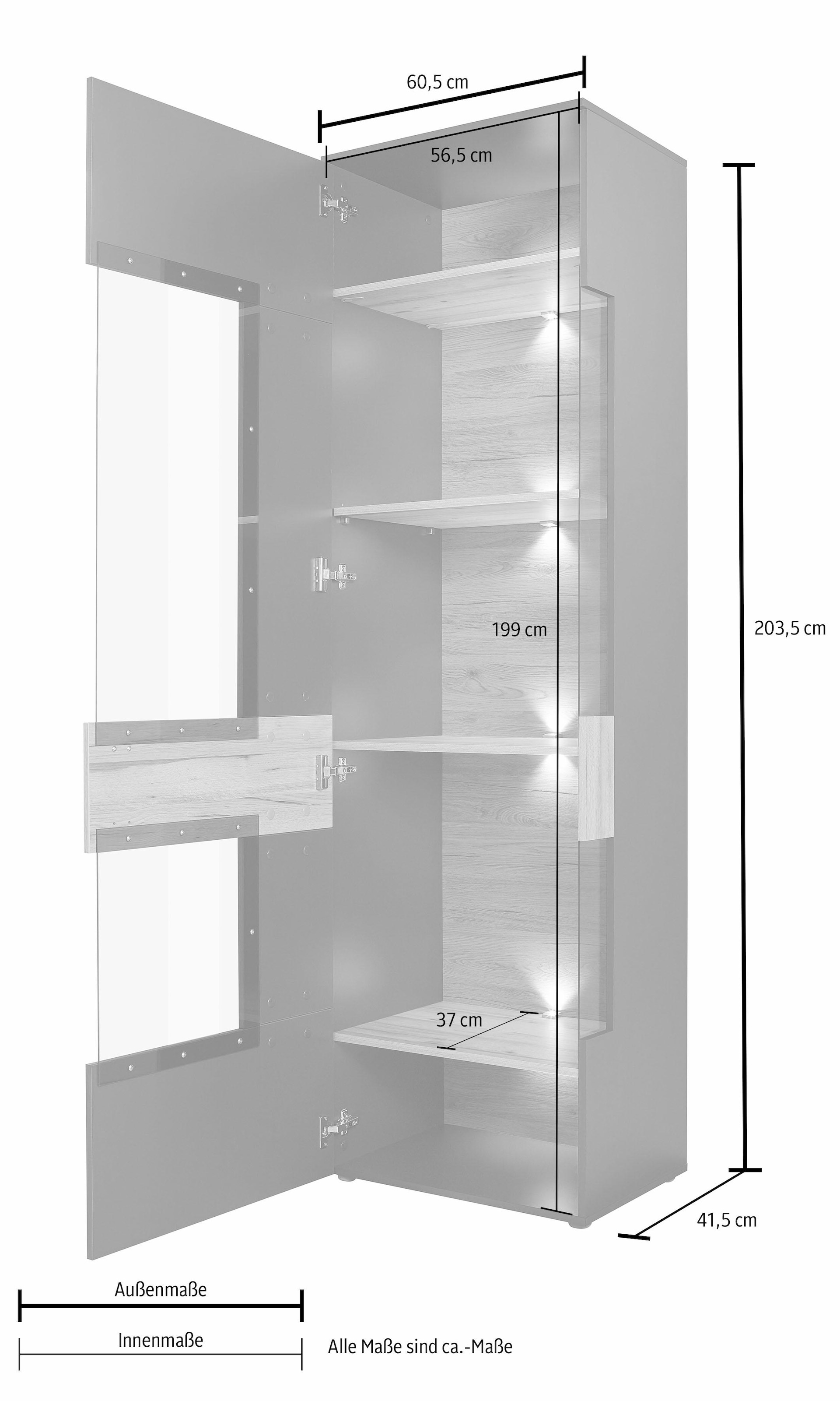 FORTE Vitrine, Höhe 203 cm, inkl. Beleuchtung