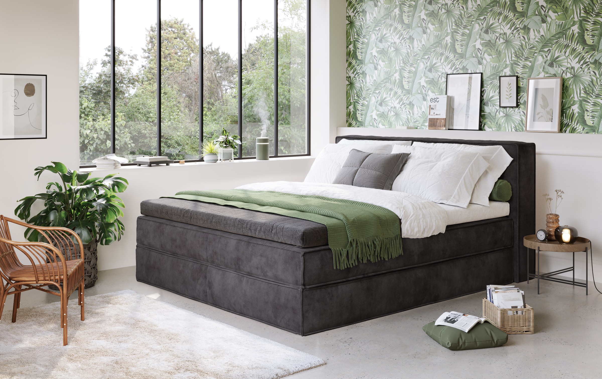 Home affaire Boxspringbett »Sacy«, Boxbett inkl. Topper, 2 Matratzen, Härtegrade H2, H3 und H4 wählbar