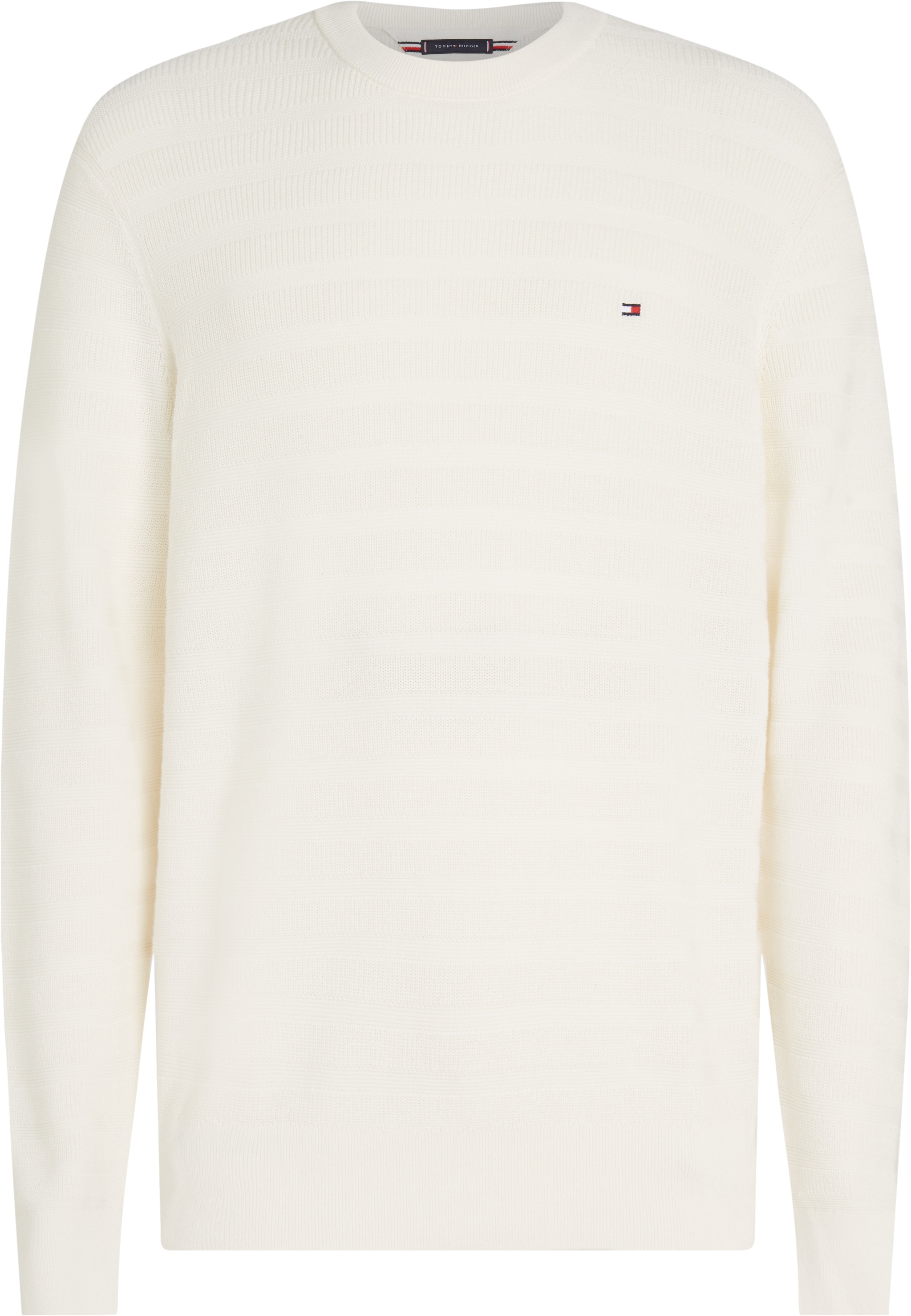 Tommy Hilfiger Rundhalspullover »STRIPE STRUCTURE«, regular fit, leicht überschnittene Schultern