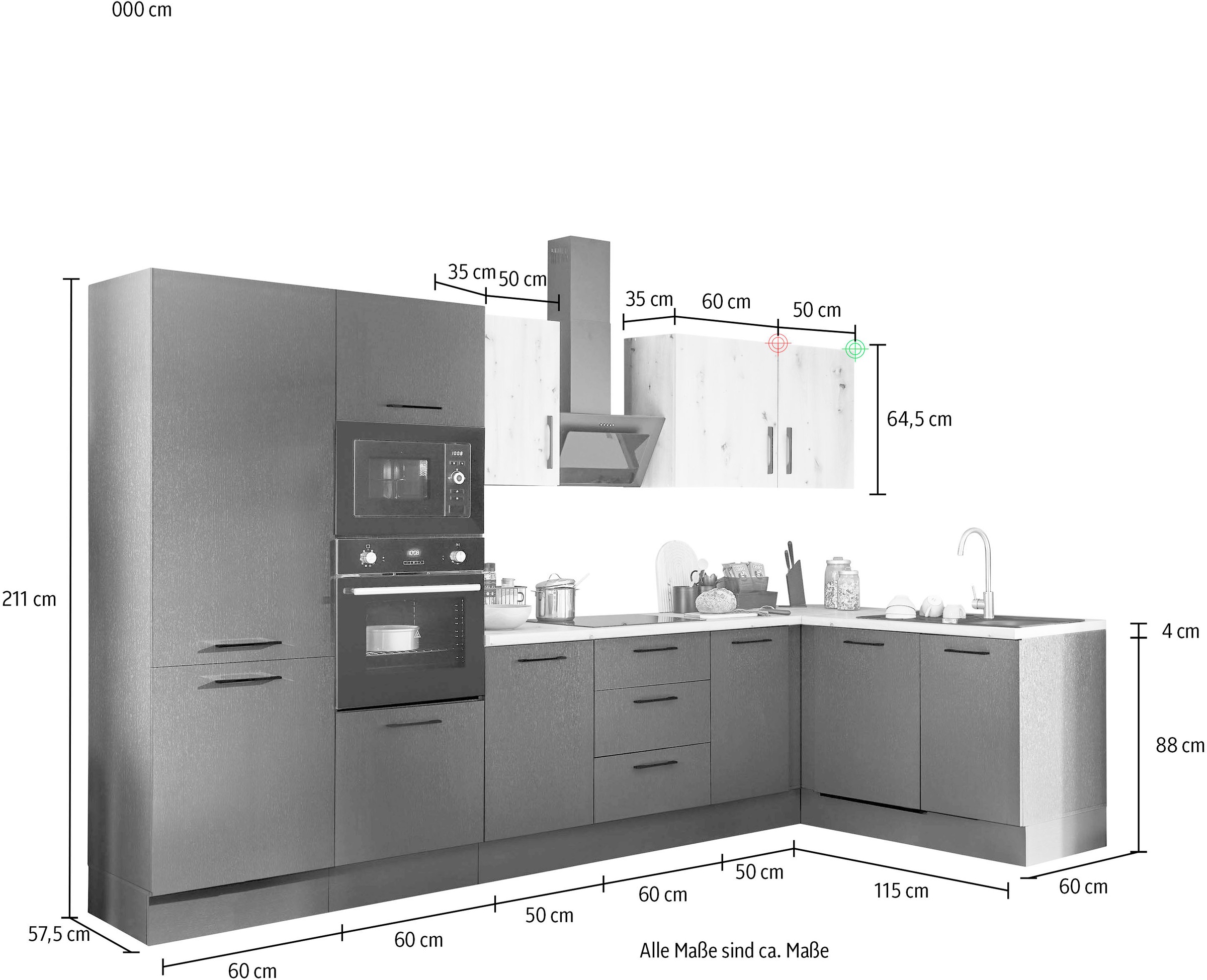 BASIC by Balculina Winkelküche »Turin«, Stellbreite 340x175 cm, wahlweise mit E-Geräten
