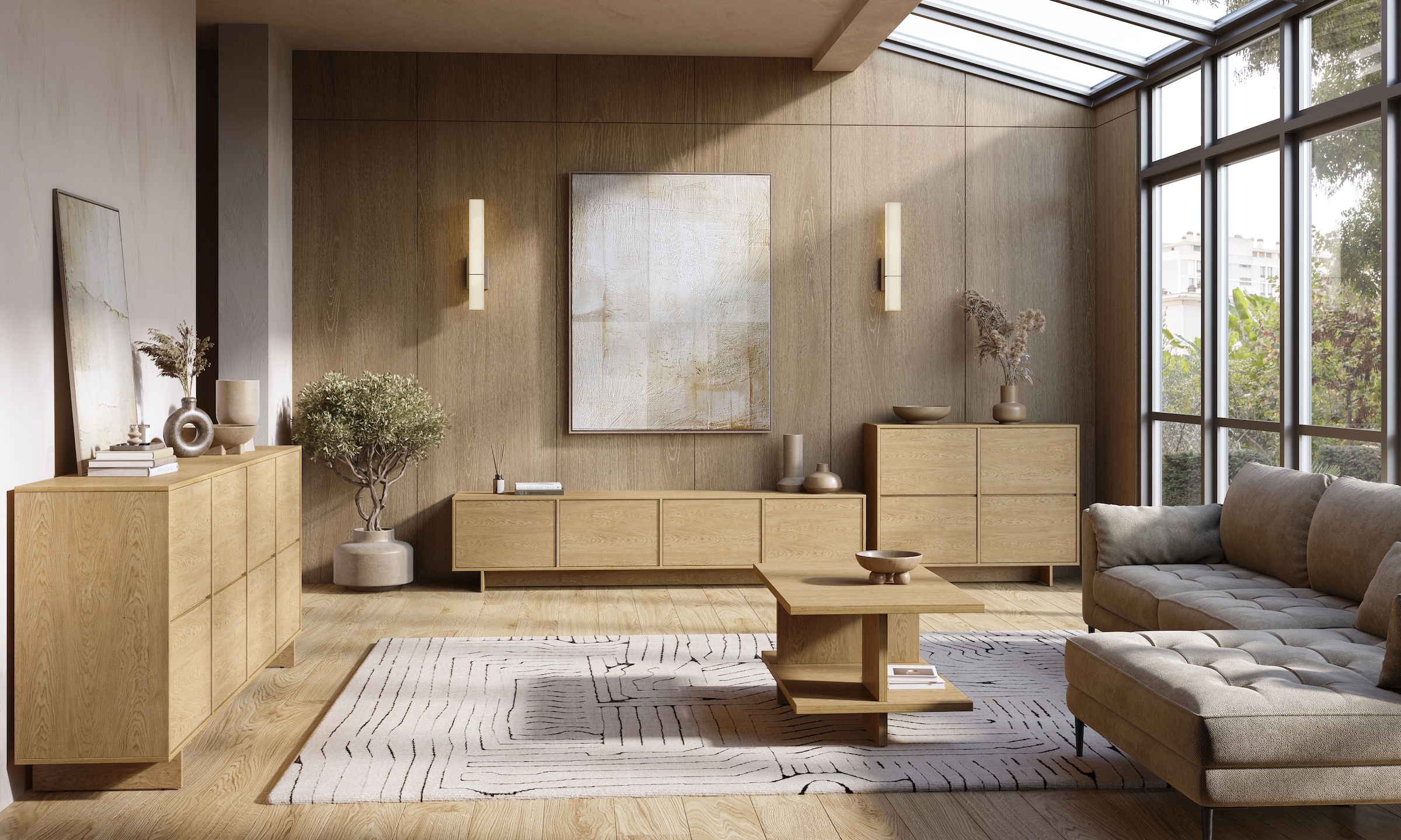 OTTO home Sideboard »Tatami, Stilvolle, moderne grifflose Kommode 4 Türen, Breite 220cm« Anrichte mit viel Stauraum, Böden verstellbar, push-to-open-Funktion