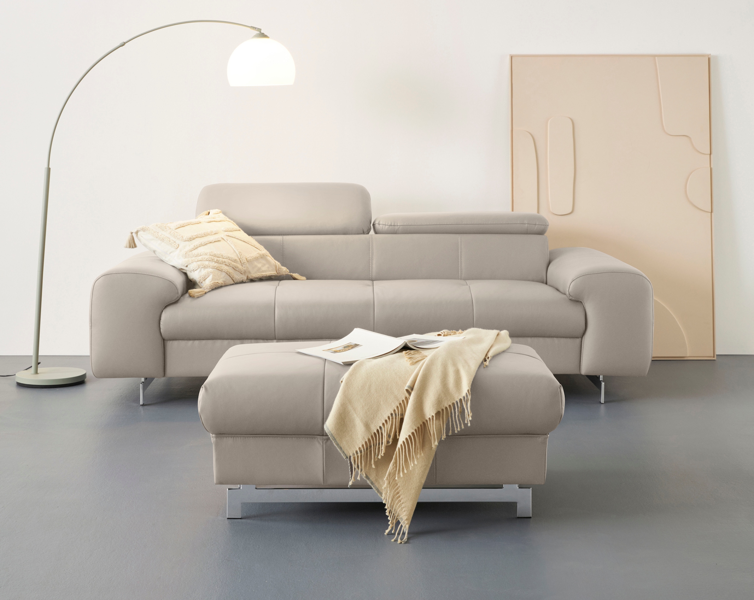 COTTA 3-Sitzer »Chef« Big-Sofa mit Kopfteilverstellung, edle Metallkufen günstig online kaufen