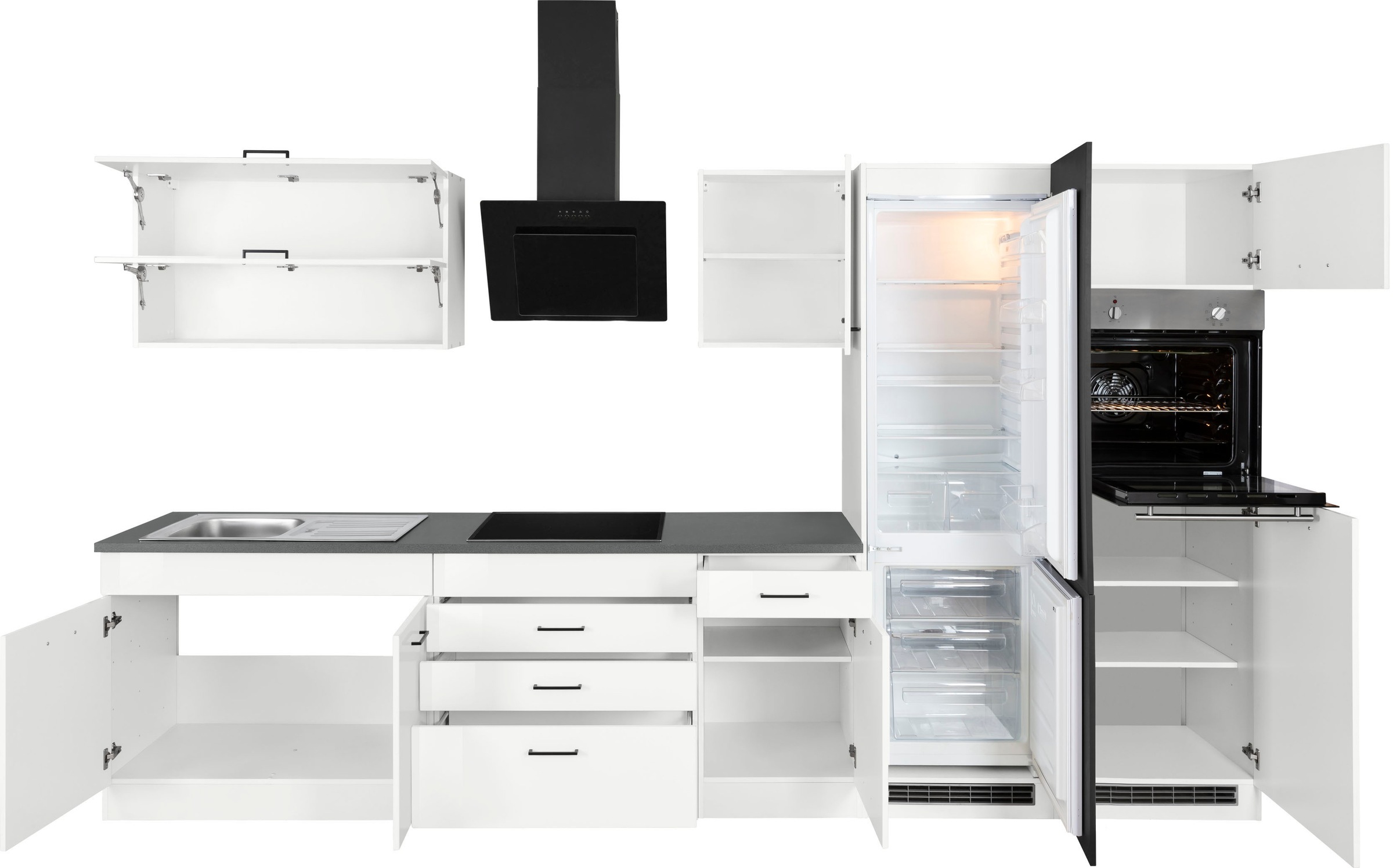 KOCHSTATION Küchenzeile »KS-Trier«, mit E-Geräten, Breite 350 cm