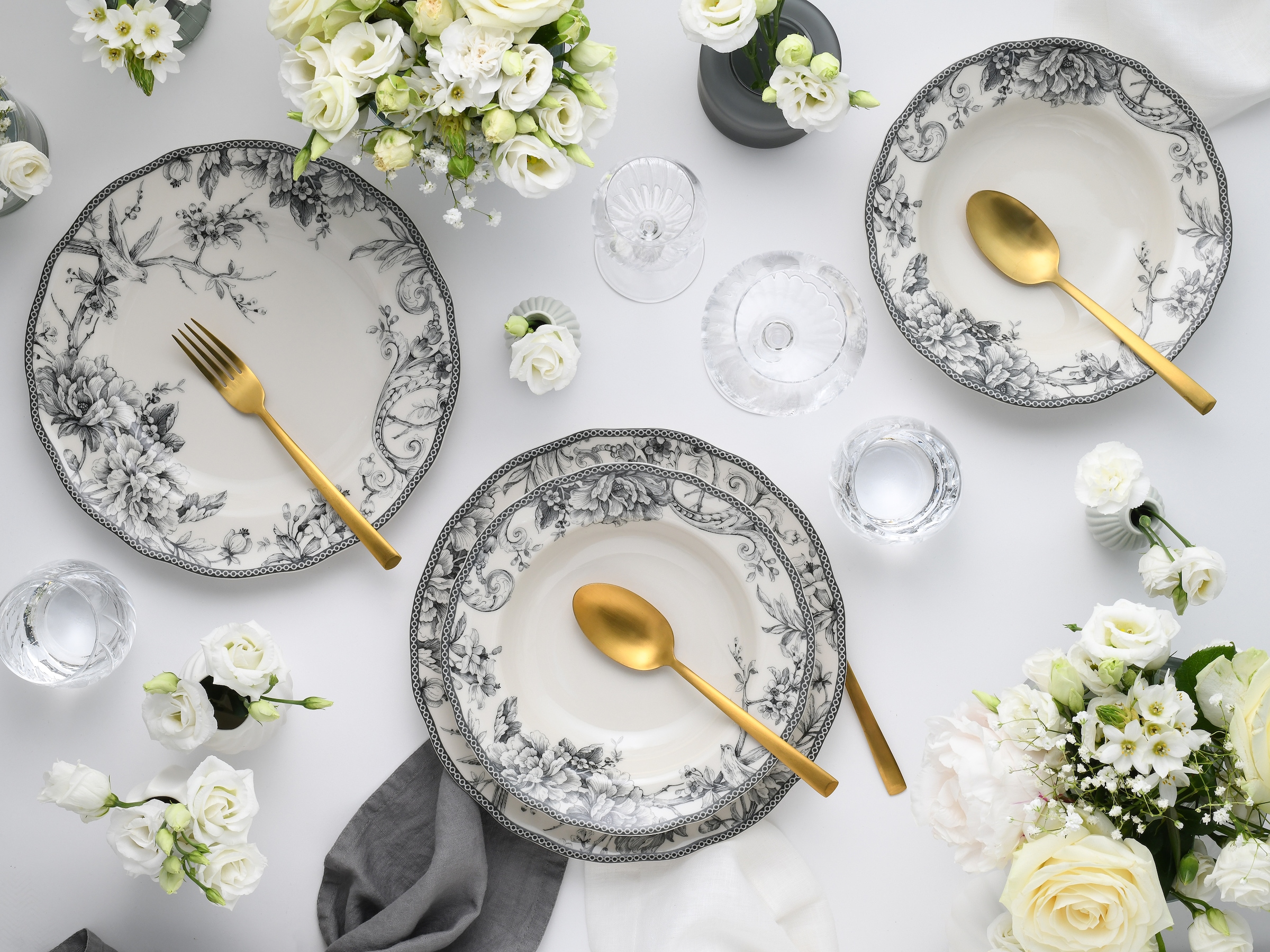 CreaTable Tafelservice »Adelaide, Service 8-tlg.« Nostalgischer Vintage Dekor, Elegante Form