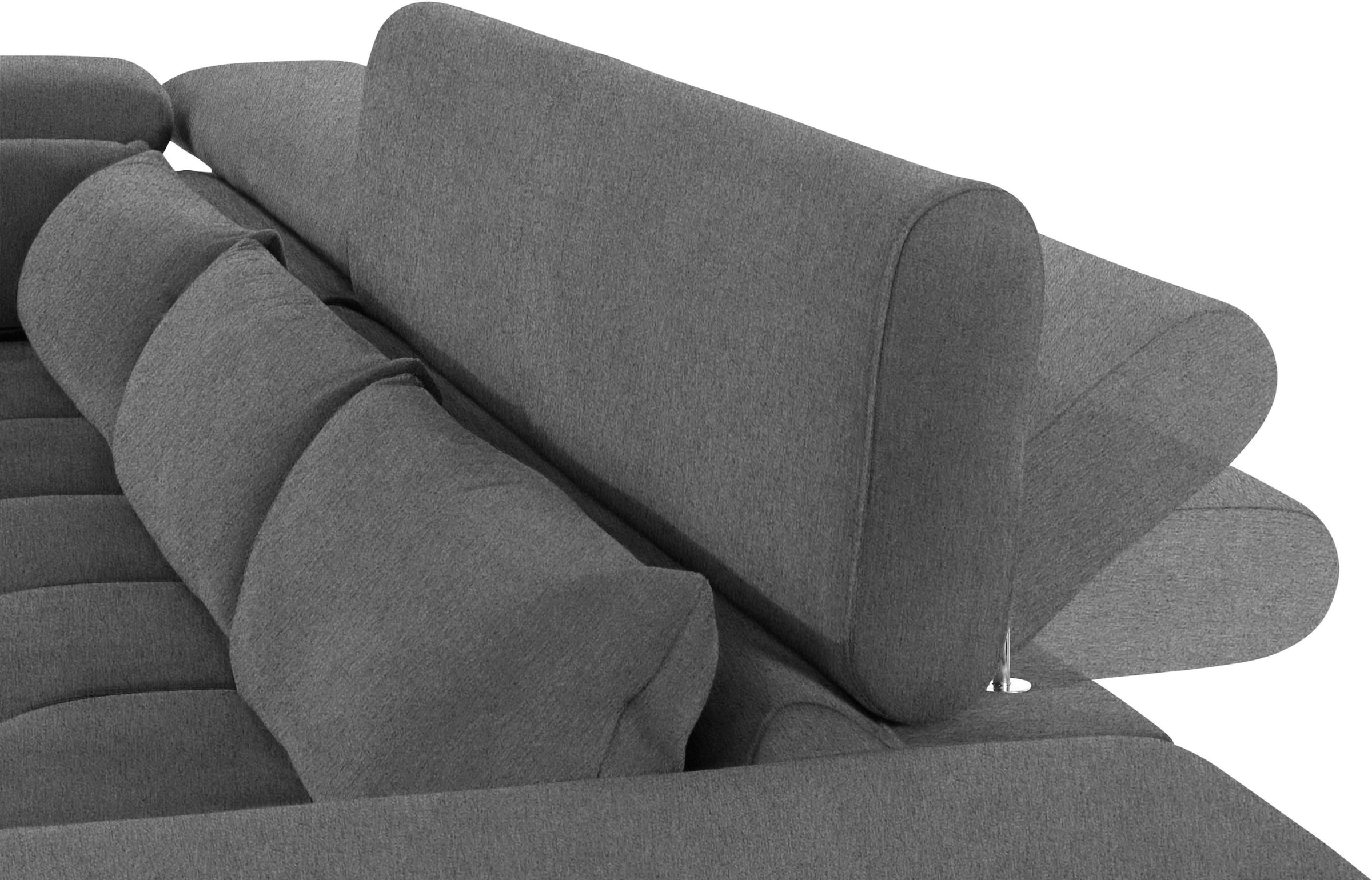 COTTA Ecksofa »Orion L-Form«, mit Kopfteilverstellung & 5 Nierenkissen
