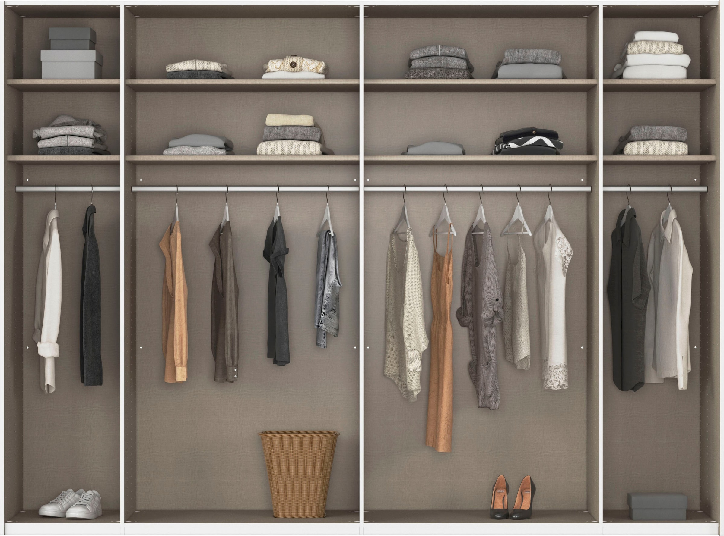 rauch Schwebetürenschrank »Kleiderschrank Schrank Garderobe Wäscheschrank TEGIO«, mit hochwertigen Holzdekoraufleistung und Glasfront MADE IN GERMANY
