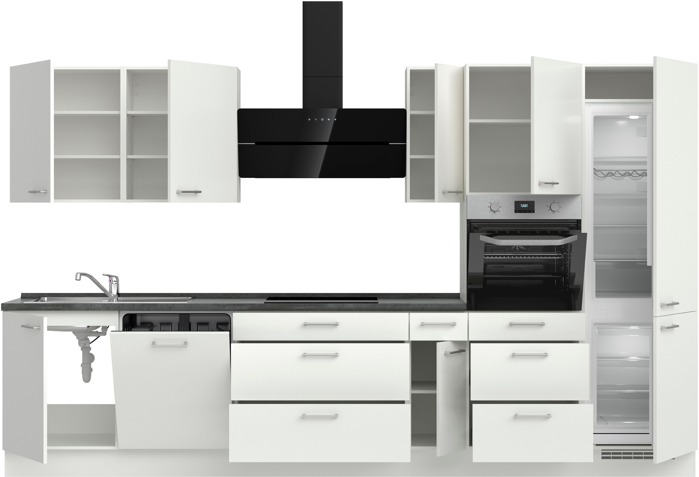 nobilia® Küchenzeile »"Laser II"«, vormontiert, Ausrichtung wählbar, Breite 360 cm, wahlw. mit E-Geräten