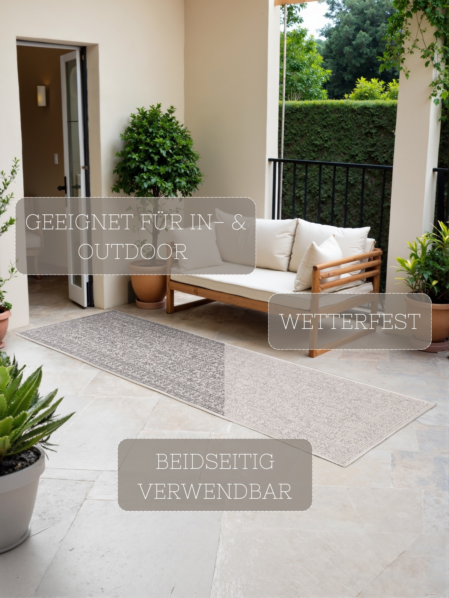 HANSE Home Outdoorteppich »Kona Wendeteppich«, rechteckig, 5 mm Höhe, In und Outdoor, Flachgewebe, wetterfest, pflegeleicht, robust
