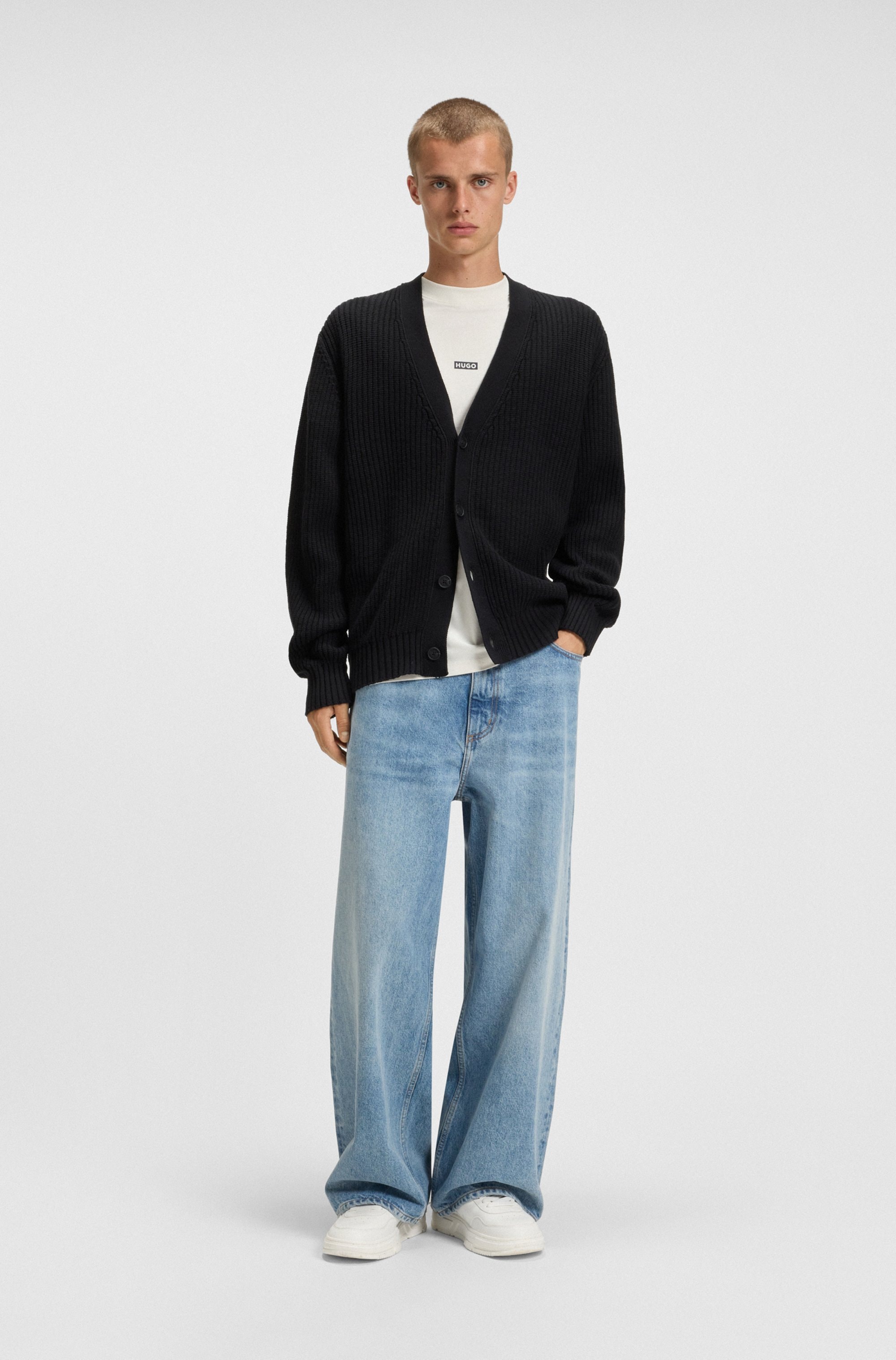 HUGO Blue T-Shirt »Nalono« mit Logodruck, Oversized Look mit Backprint