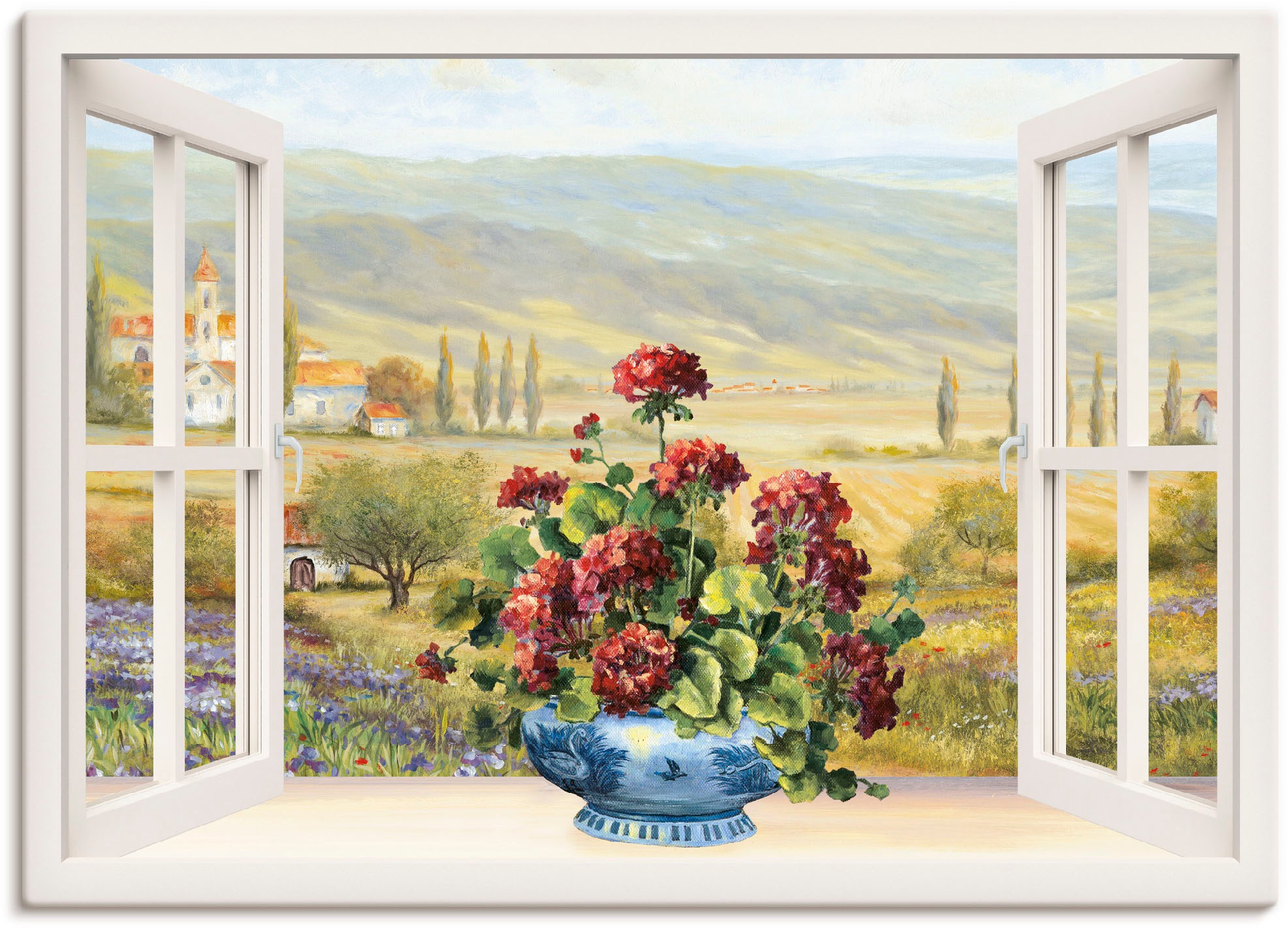 Artland Leinwandbild »Blumenbouquet am weißen Fenster« Fensterblick 1 Stk. günstig online kaufen