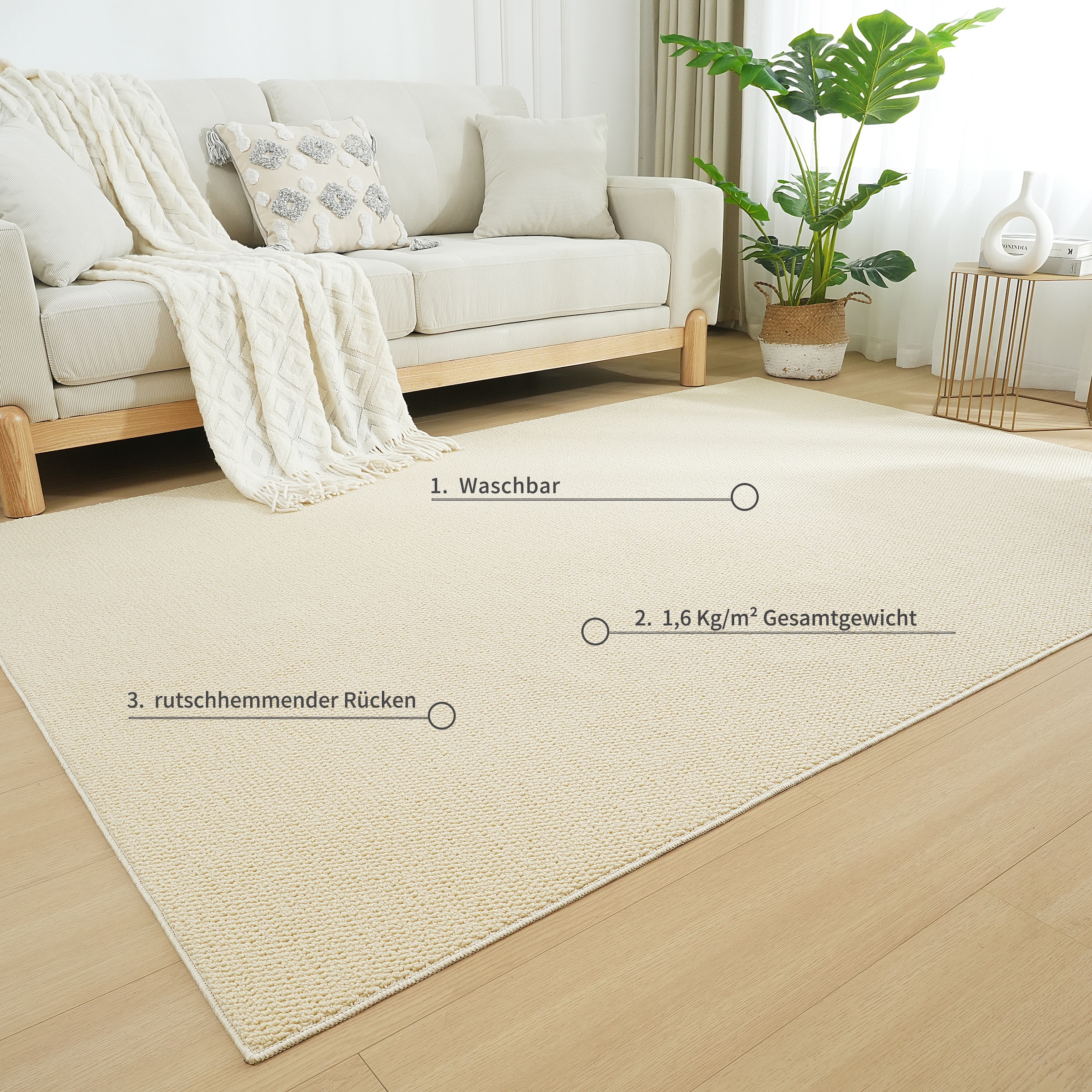 my home Teppich »Lilia«, rechteckig, 5 mm Höhe, Sisal-Optik, Wohnzimmer, Schlafzimmer, Esszimmer
