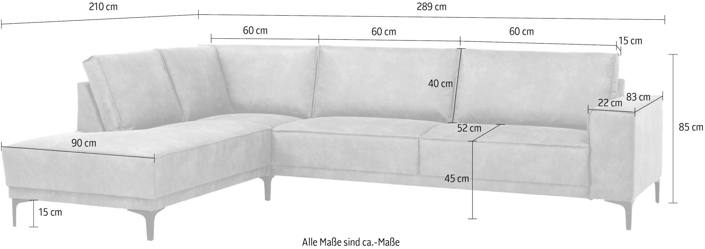 Places of Style Ecksofa Oland, L-Form, inkl. Rückenkissen, hochwertige Verarbeitung