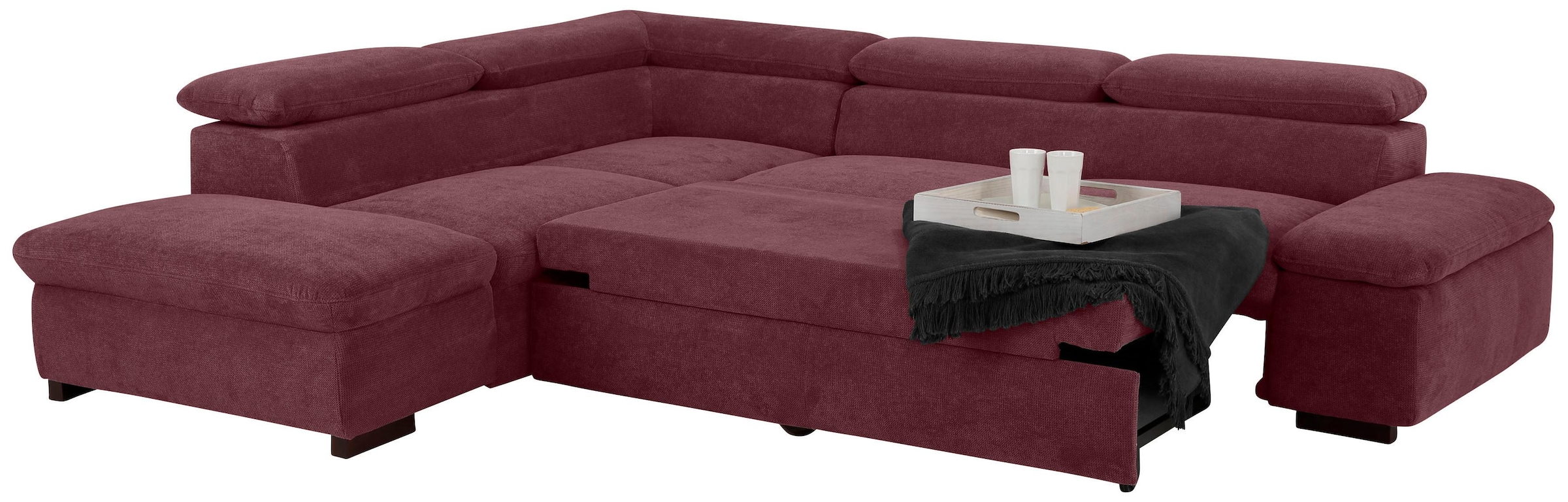 Home affaire Ecksofa »Alberto L-Form«, mit Kopfteilverstellung, wahlweise mit Bettfunktion