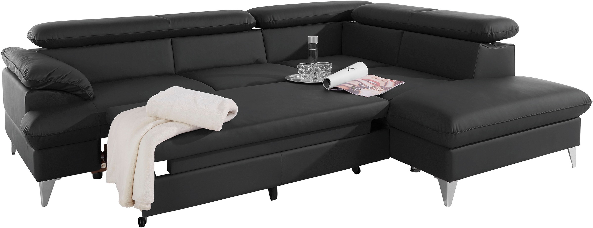 COTTA Ecksofa »Caluso L-Form«, mit Kopfteilverstellung, wahlweise mit Bettfunktion & Bettkasten