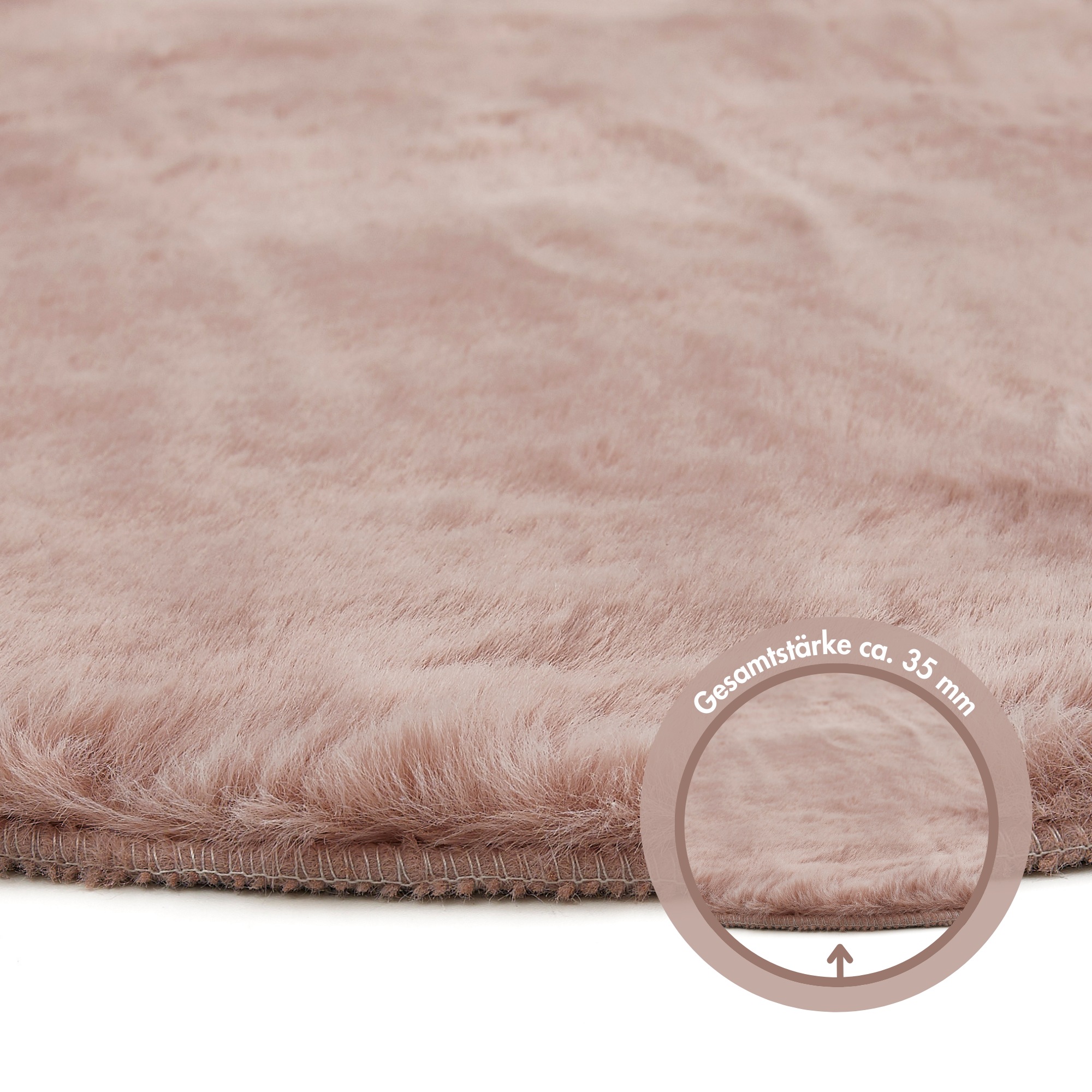 LUXOR living Fellteppich »Novara«, rund, 30 mm Höhe, Kunstfell, Kaninchenfell-Haptik, besonders weicher Hochflor