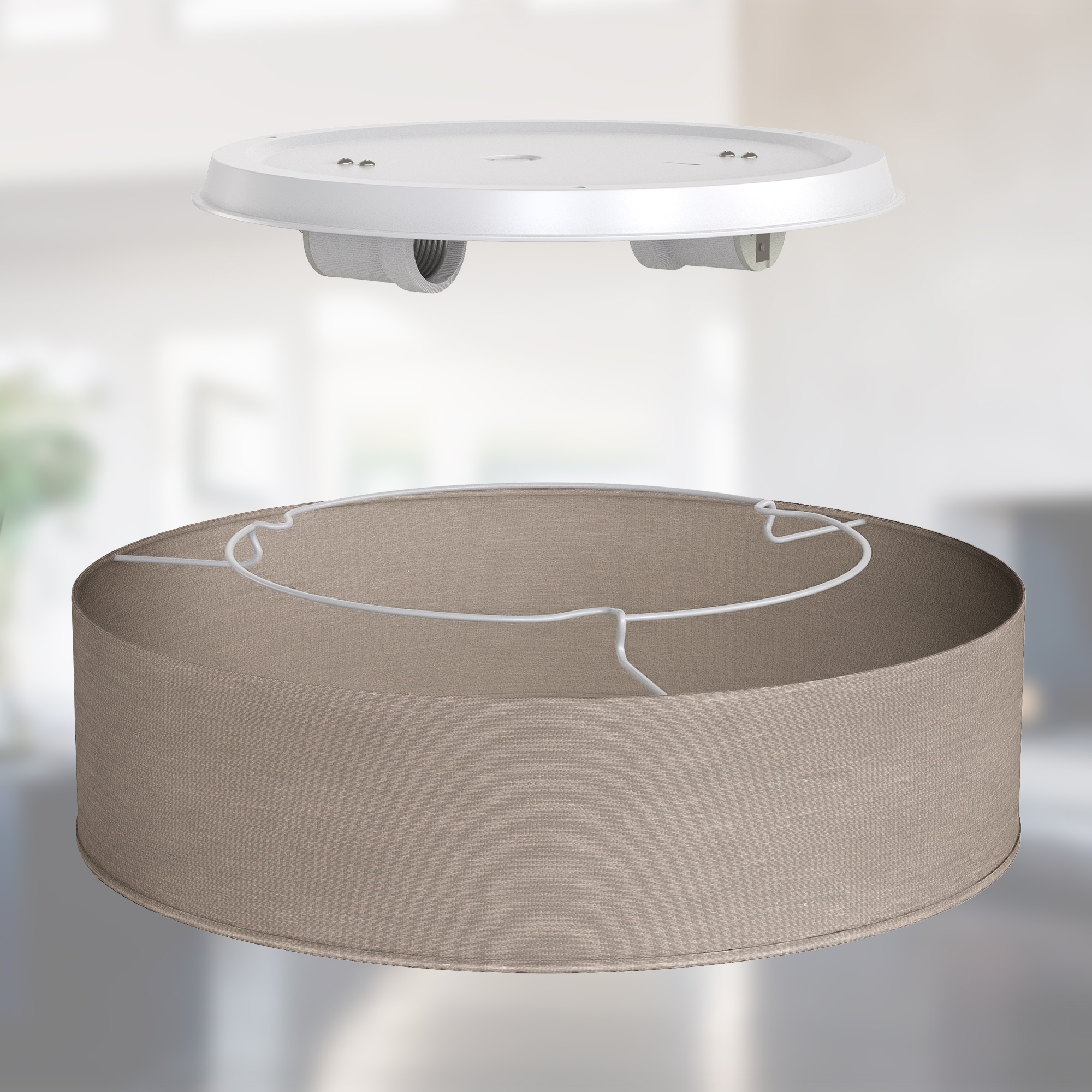 B.K.Licht LED Deckenleuchte E27 1 Stk. Warmweiß Deckenlampe, Textil Lampenschirm, E27, Schlafzimmer, Wohnzimmer