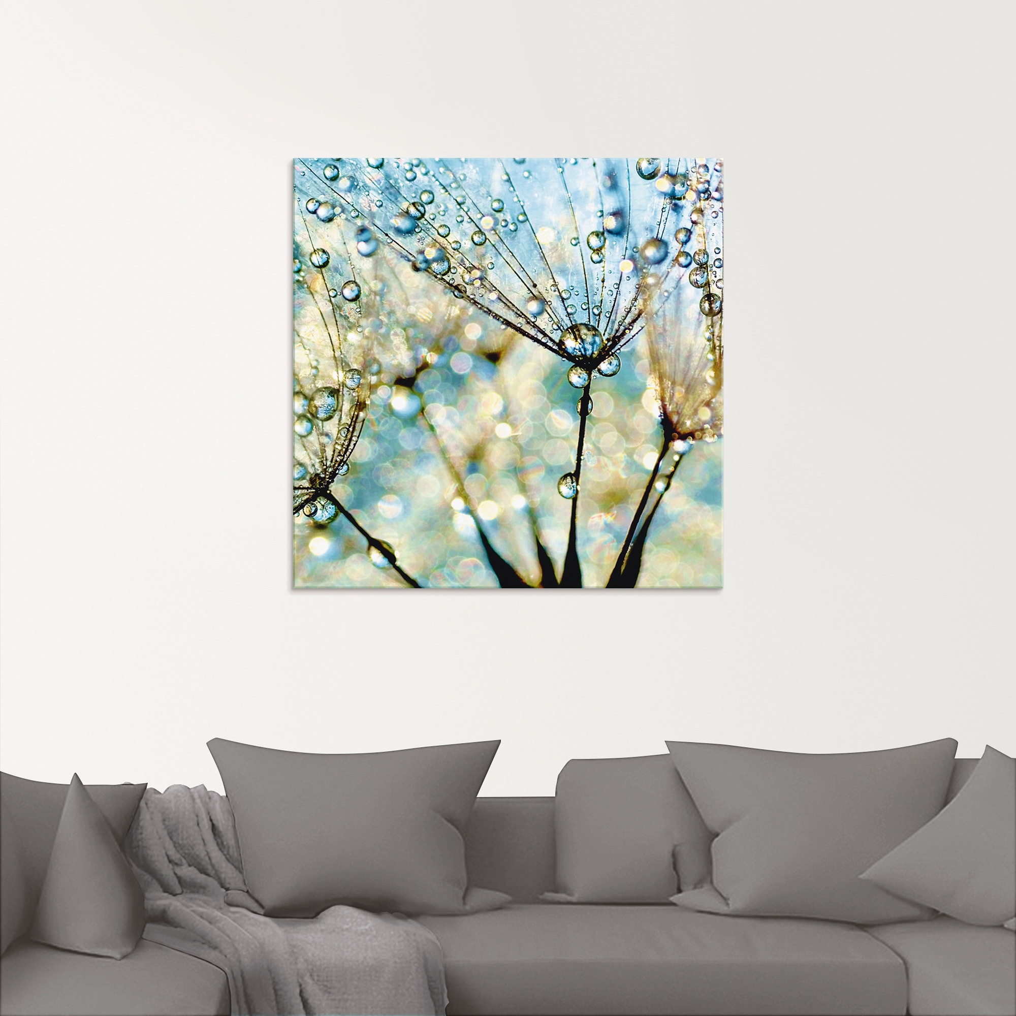 Artland Glasbild »Pusteblume Blaue Diamanten«, Blumen, (1 St.), in verschiedenen Größen