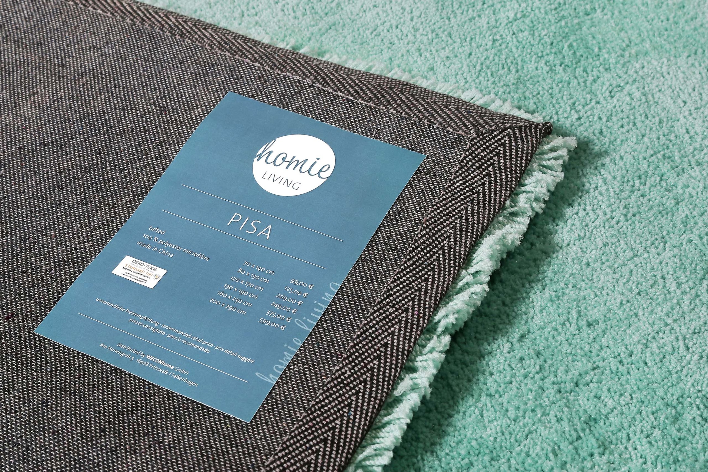 Homie Living Teppich »Pisa«, rund, 25 mm Höhe, Hochflor, Microfaser, uni, weich, Shaggy, Wohnzimmer, Schlafzimmer