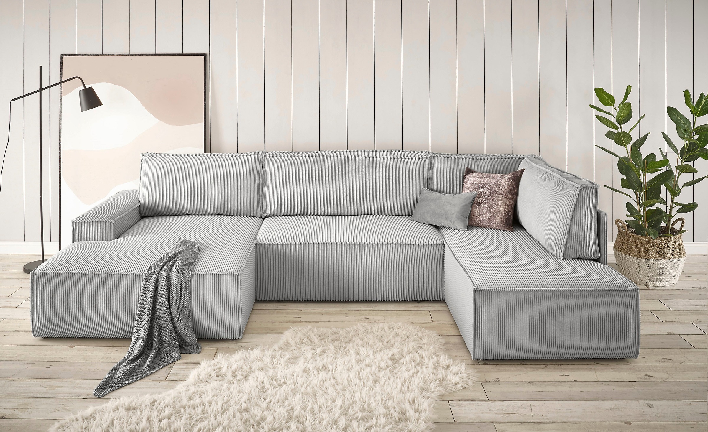 Home affaire Wohnlandschaft »SHERWOOD 329 cm, U-Form, Schlafsofa,« Schlaffu günstig online kaufen