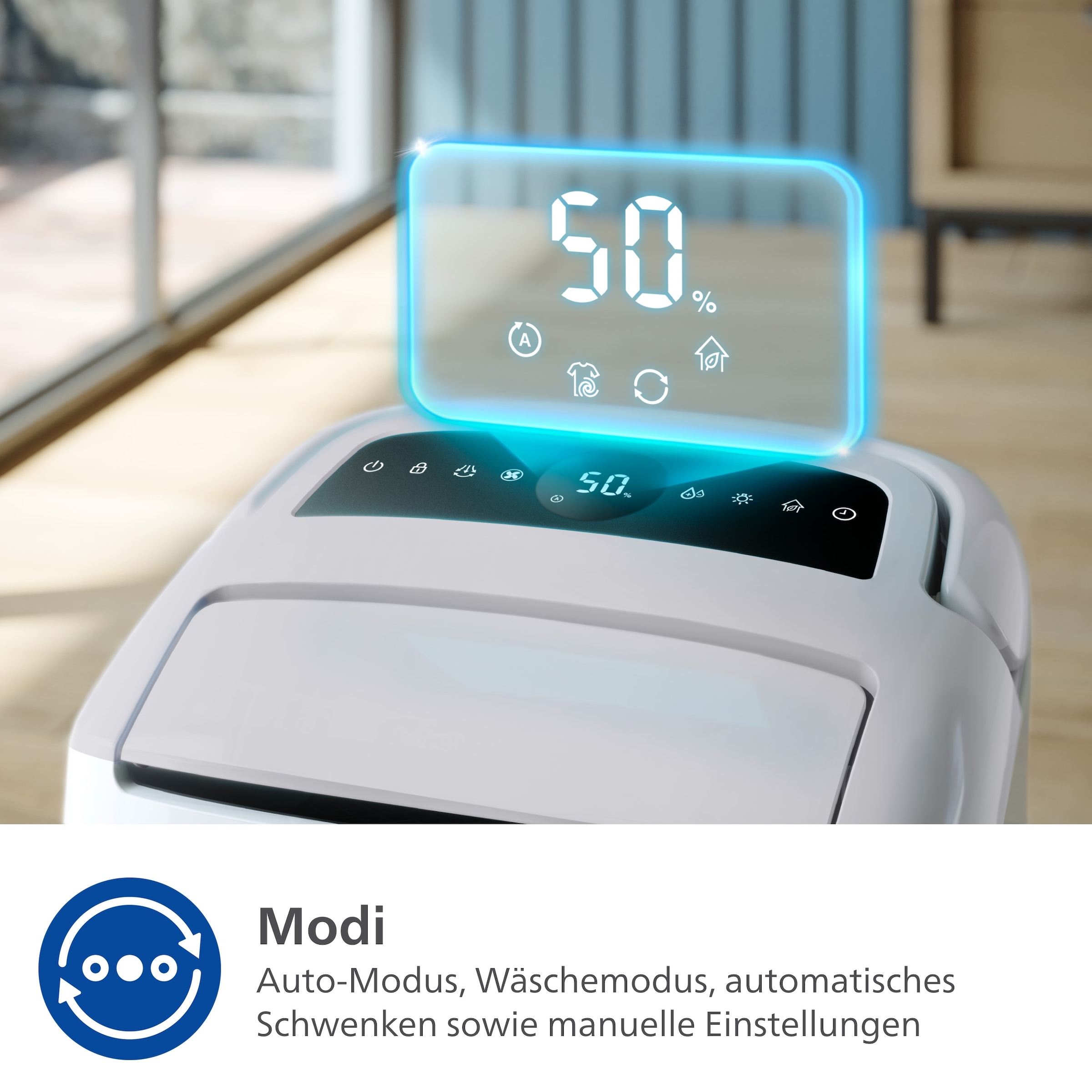 Philips Luftentfeuchter »u. Luftreiniger DE5305/11 5000 Series, mit Wäschetrockner-Modus«, für 137 m³ Räume, Entfeuchtung 26,5 l/Tag, Tank 4 l, 2-Schichten-HEPA-Filtersystem, Luftreinigungsrate 270 m³/h