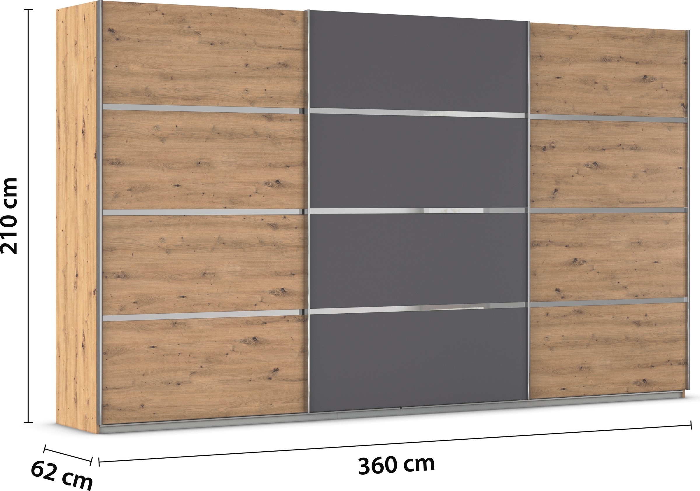 rauch Kleiderschrank »Schwebetürenschrank OTTO´s Choice Garderobe Schrank TOP ANGEBOT Avola«, (in 3 verschiedenen Ausstattungen BASIC/CLASSIC/PREMIUM), mit eleganten Zierleisten in Chrom, Schwarz oder Weiß MADE IN GERMANY